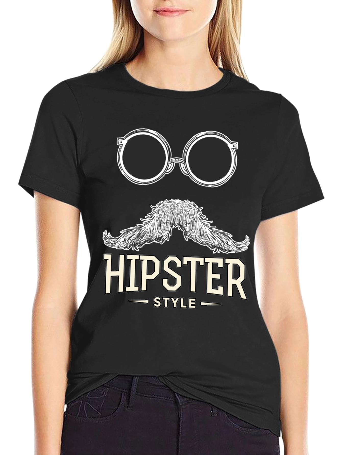 Hipster Style Graphic Tee - Black T-Shirt