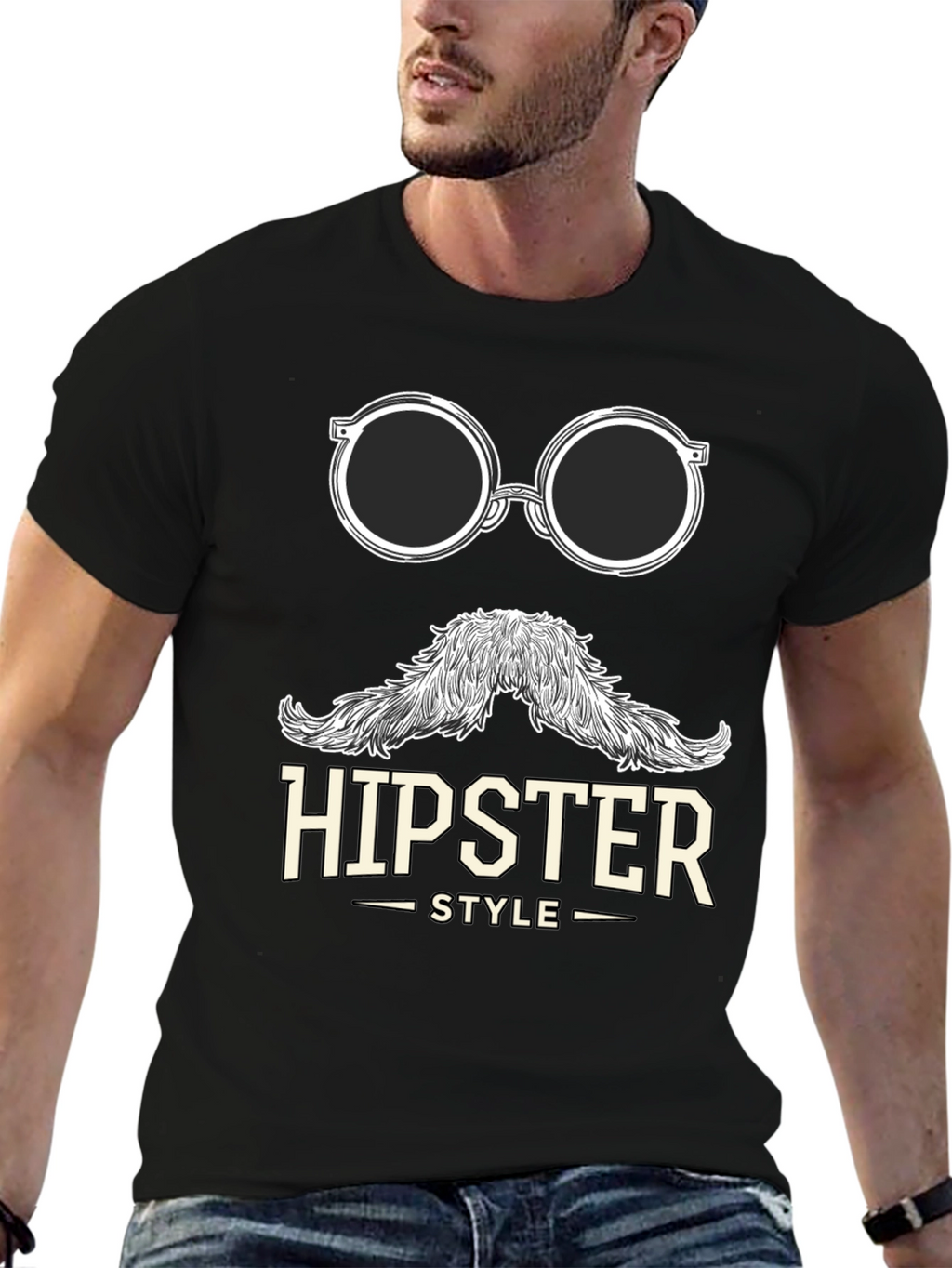 Hipster Style Graphic Tee - Black T-Shirt