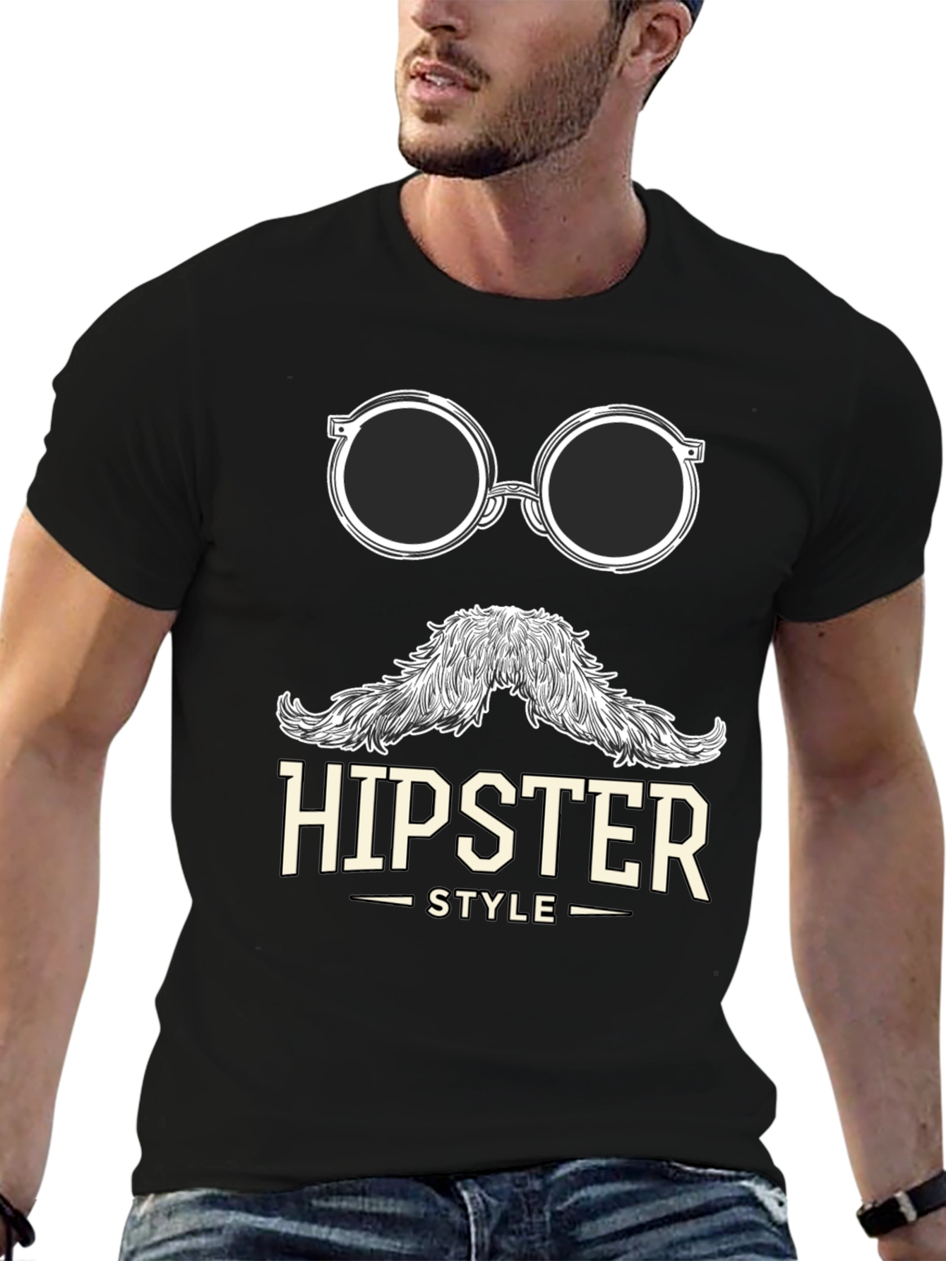 Hipster Style Graphic Tee - Black T-Shirt