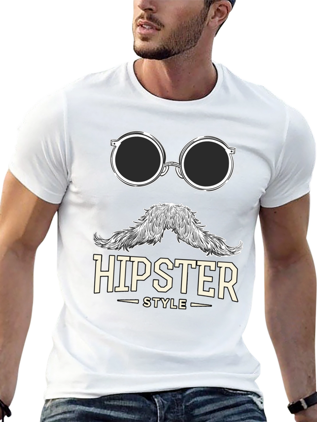 Hipster Style Graphic Tee - Black T-Shirt