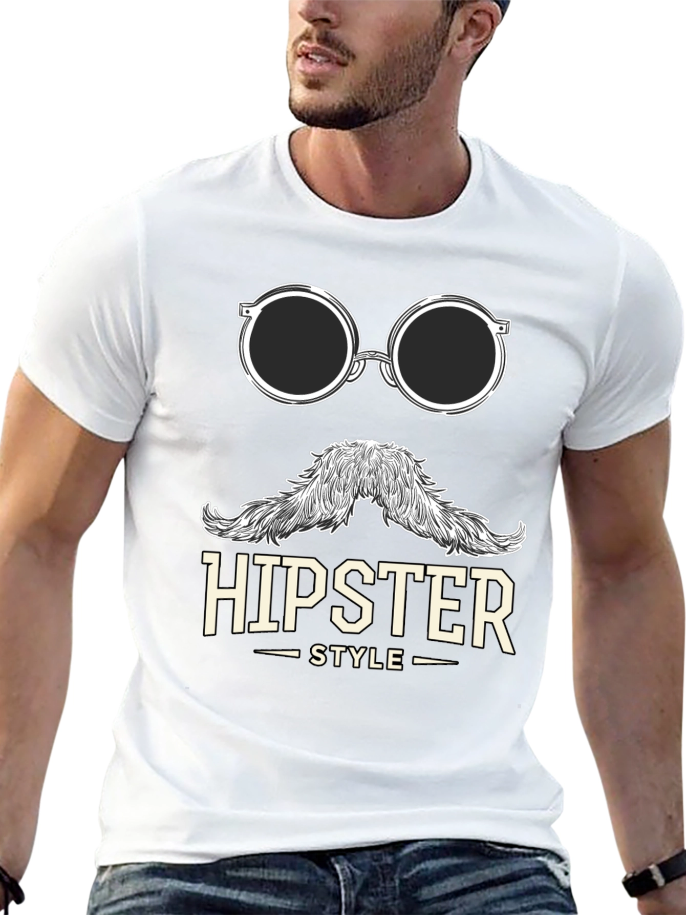 Hipster Style Graphic Tee - Black T-Shirt