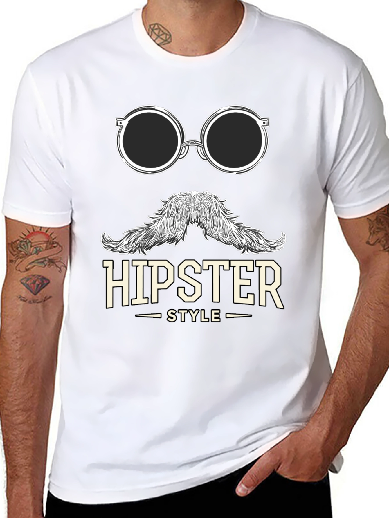 Hipster Style Graphic Tee - Black T-Shirt
