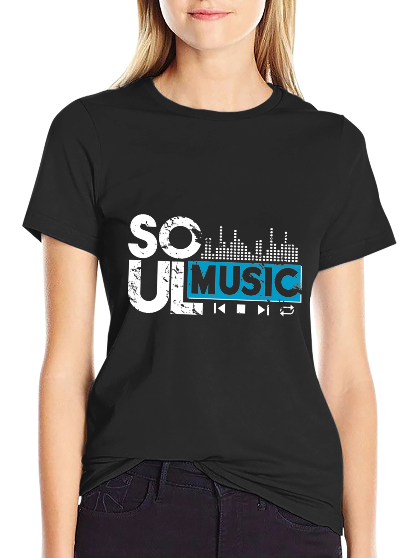 Soul Music Graphic Tee - Black Short Sleeve Casual Shirt