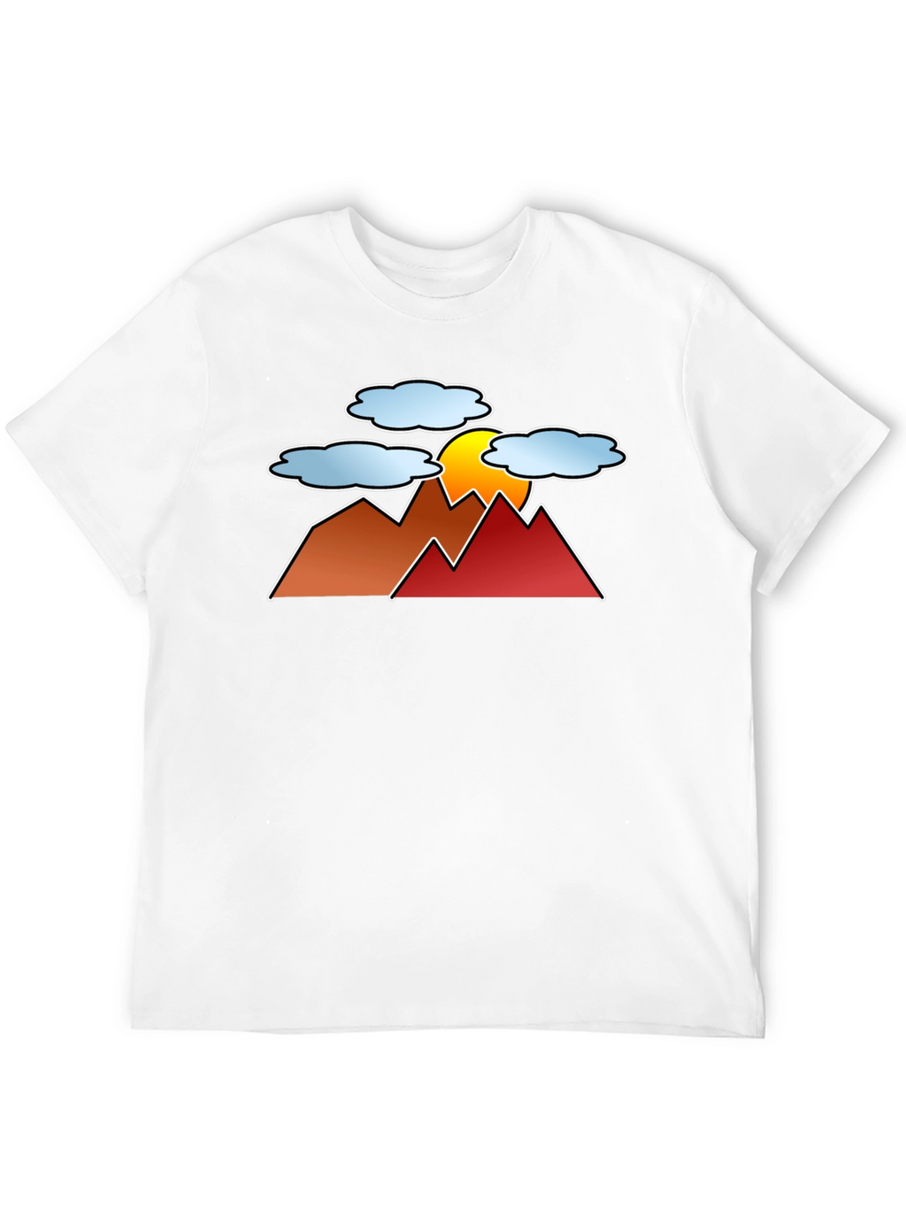 Sunset Mountain Graphic Tee - Black Casual T-Shirt