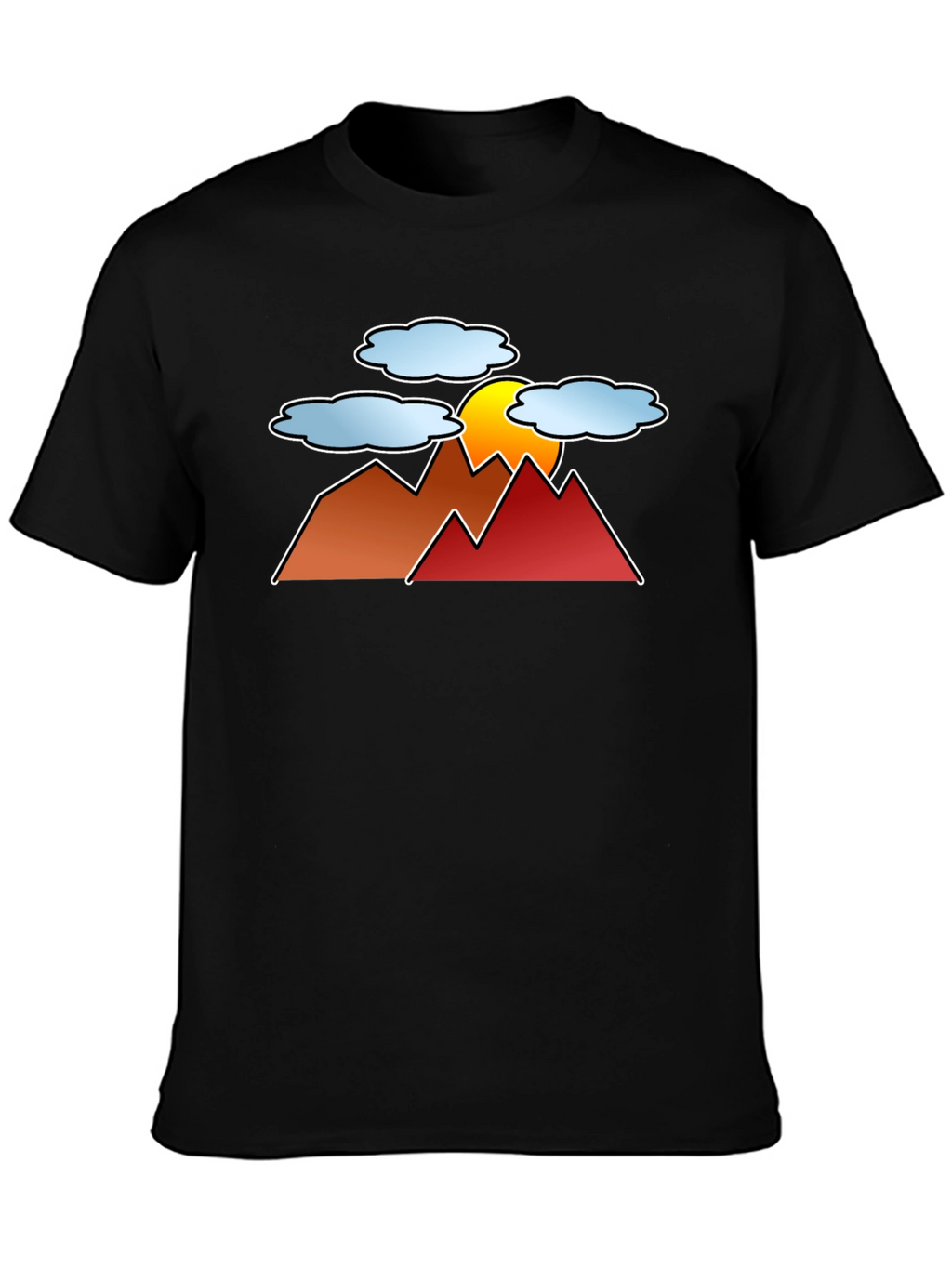 Sunset Mountain Graphic Tee - Black Casual T-Shirt
