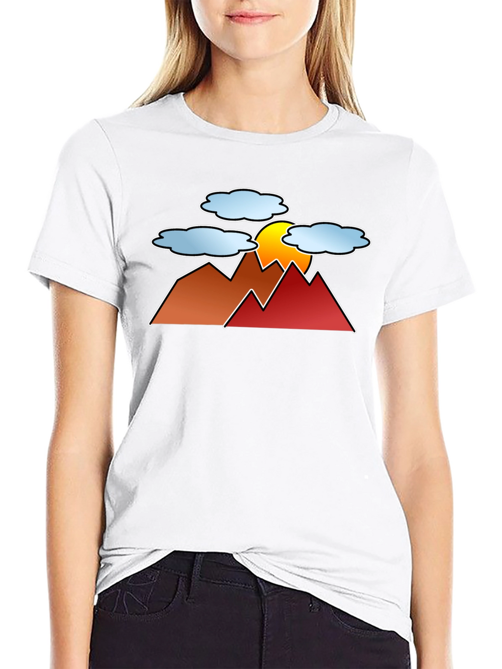 Sunset Mountain Graphic Tee - Black Casual T-Shirt