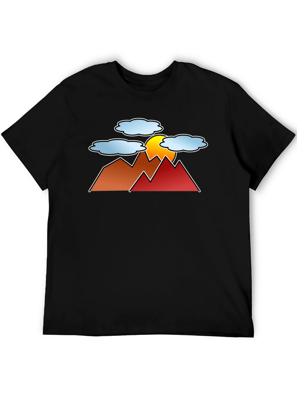 Sunset Mountain Graphic Tee - Black Casual T-Shirt