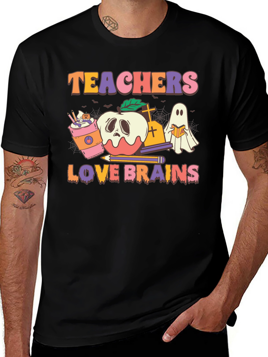 Teachers Love Brains Halloween Graphic Tee