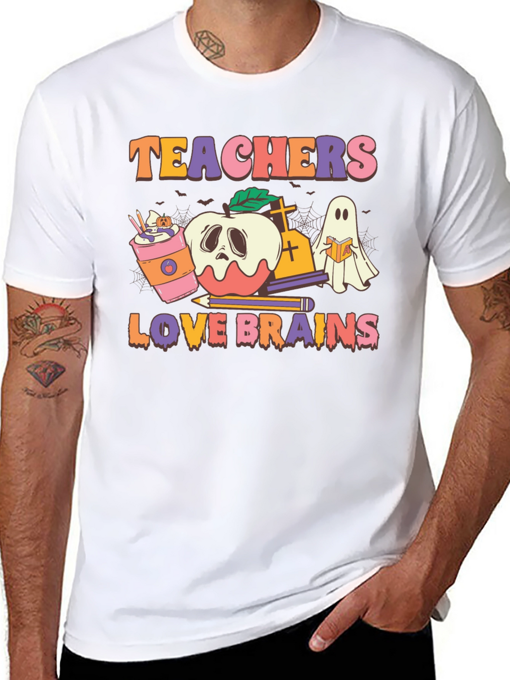 Teachers Love Brains Halloween Graphic Tee
