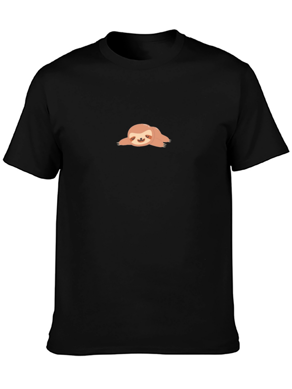 Relaxed Sloth Graphic Tee - Black Crew Neck