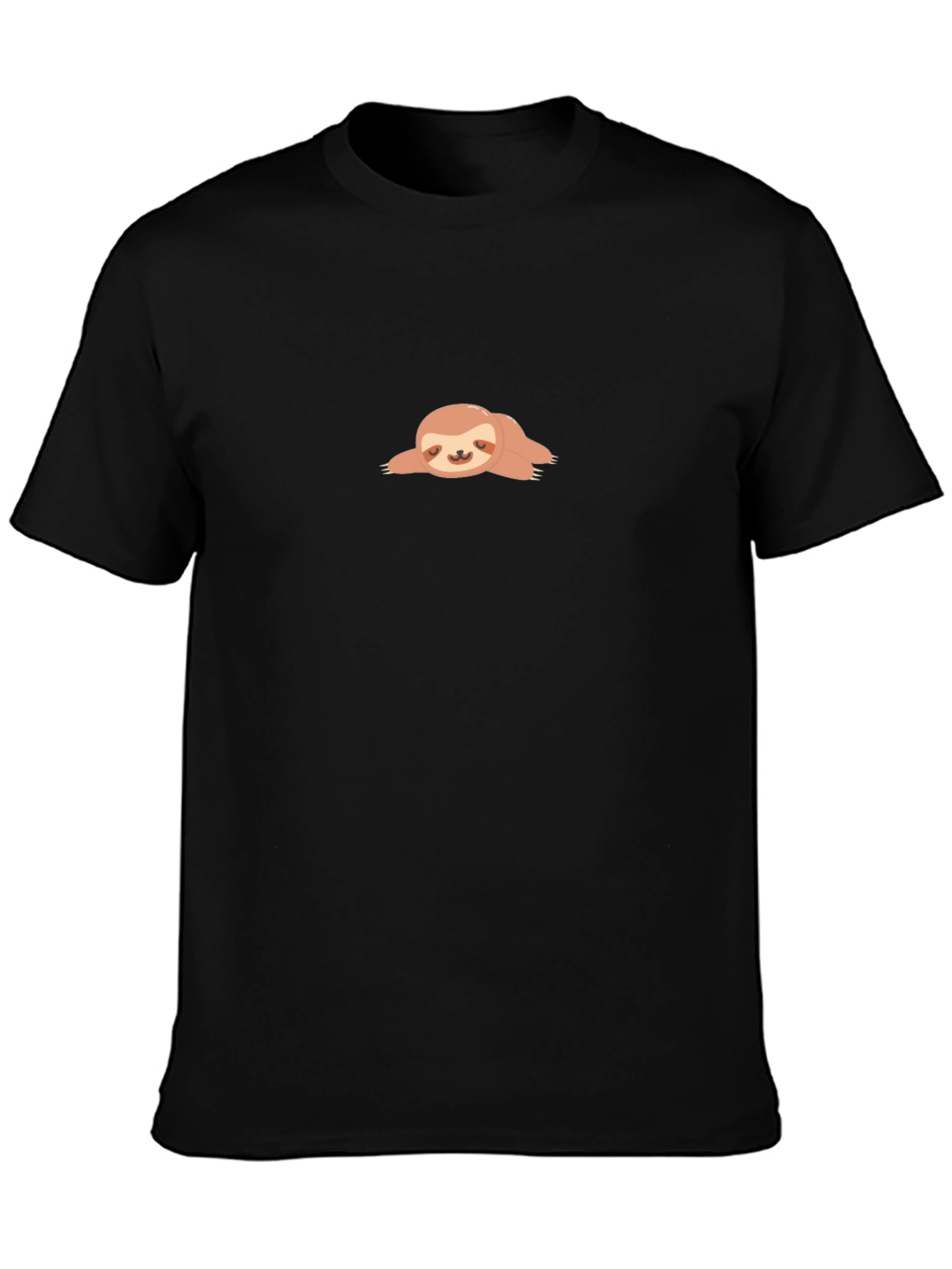 Relaxed Sloth Graphic Tee - Black Crew Neck