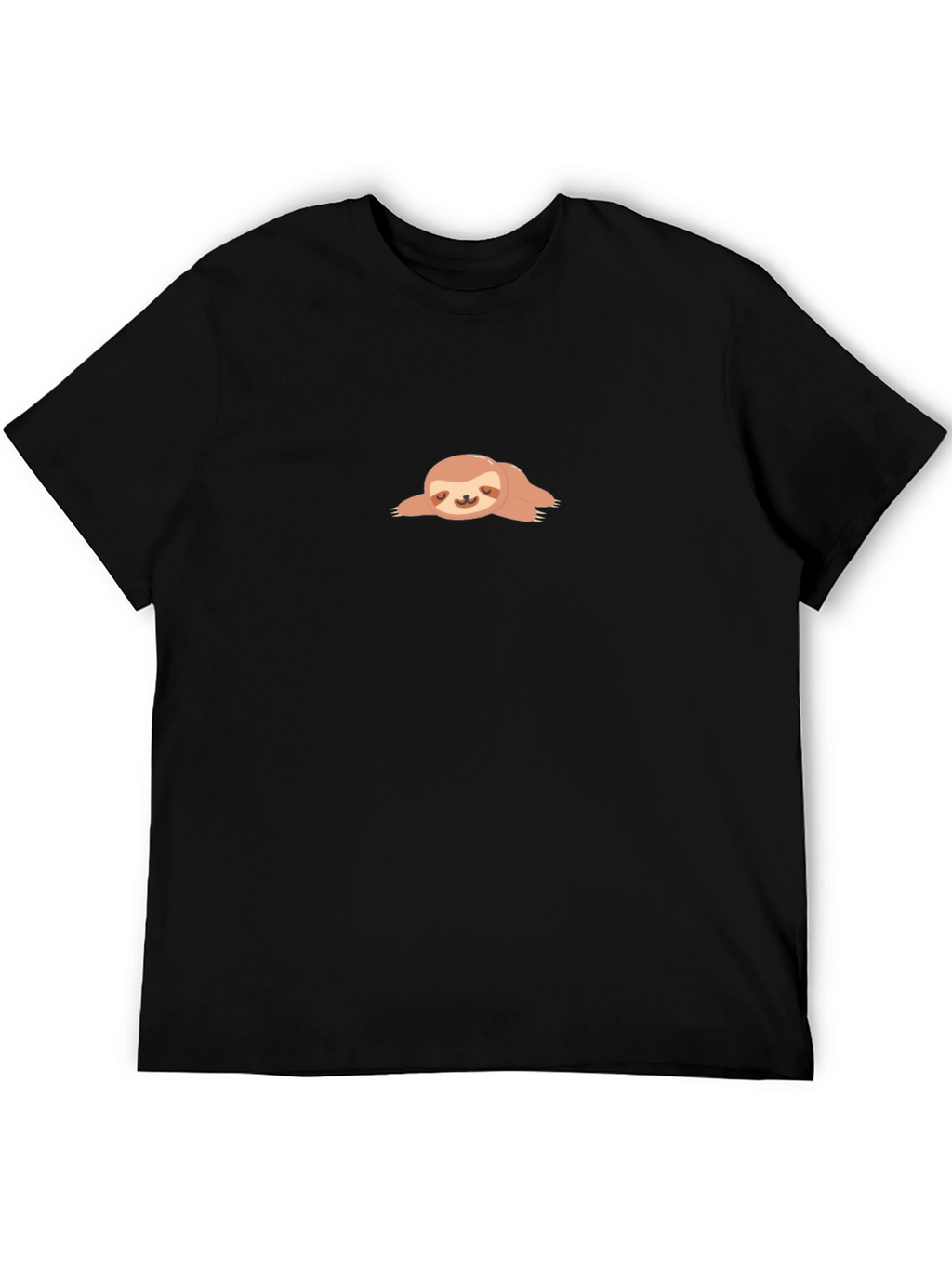 Relaxed Sloth Graphic Tee - Black Crew Neck