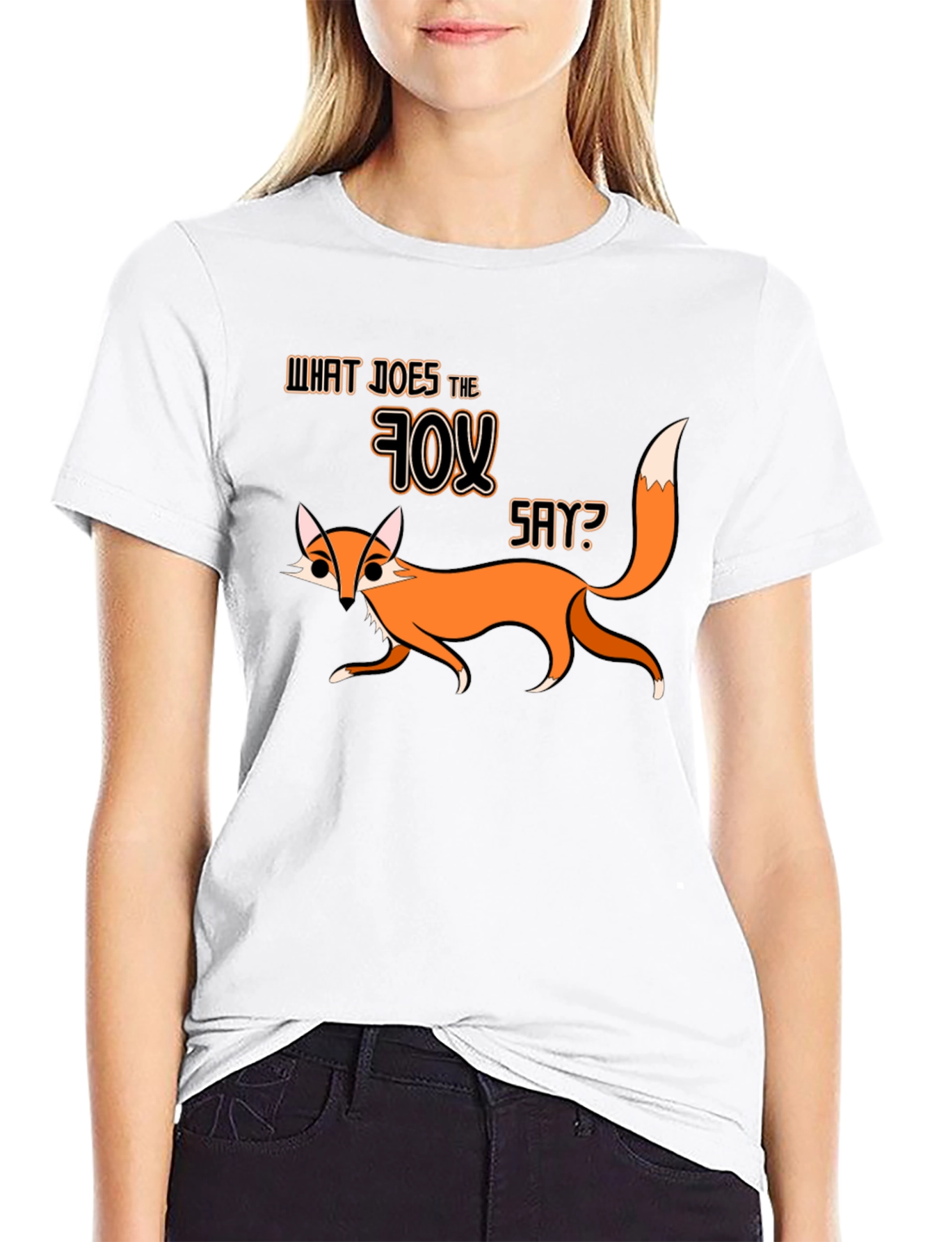What Does The Fox Say Black Graphic T-Shirt