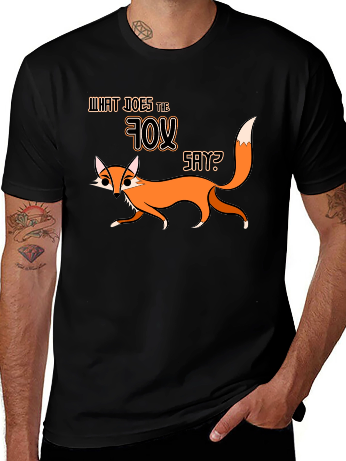 What Does The Fox Say Black Graphic T-Shirt