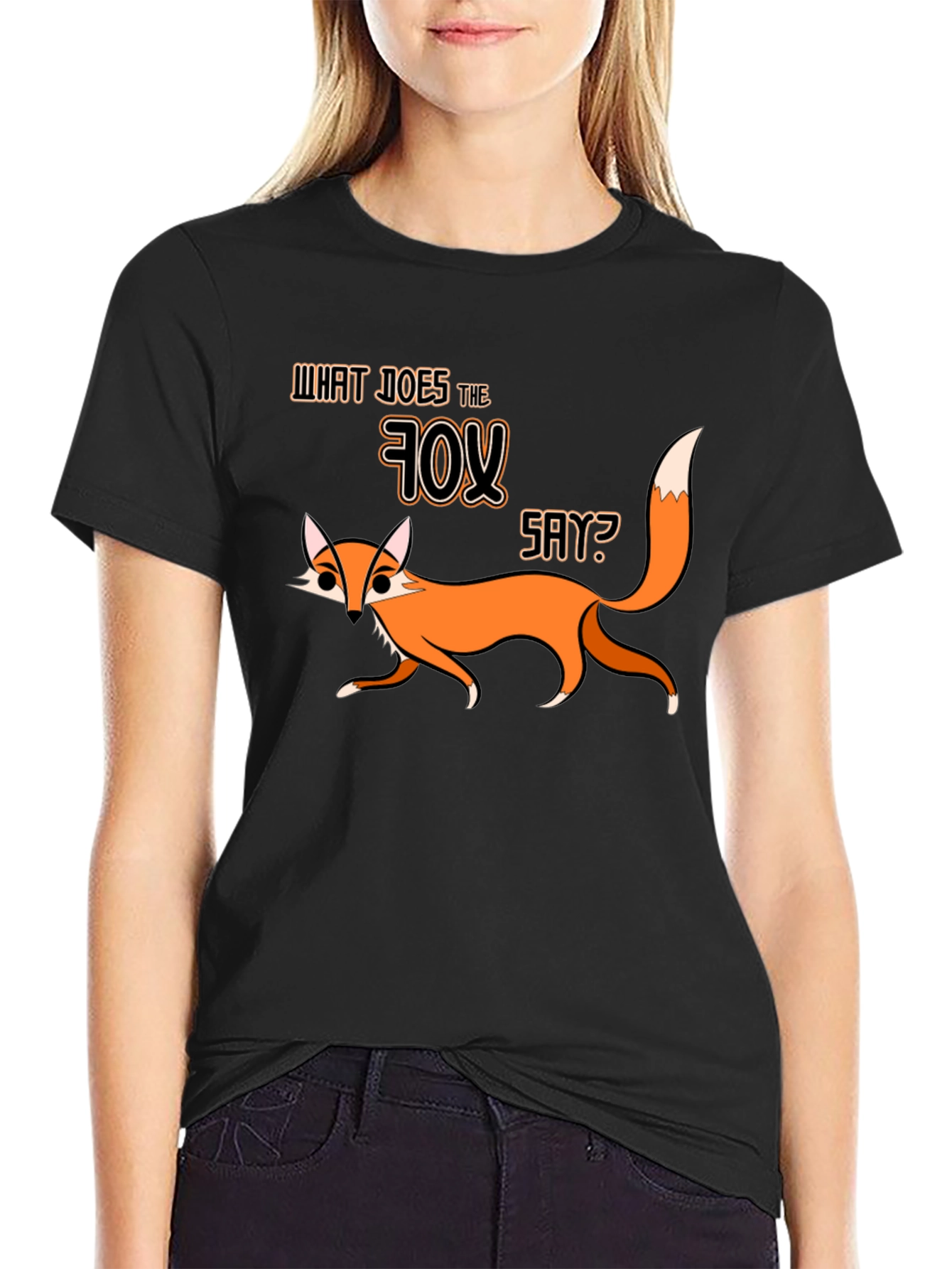 What Does The Fox Say Black Graphic T-Shirt
