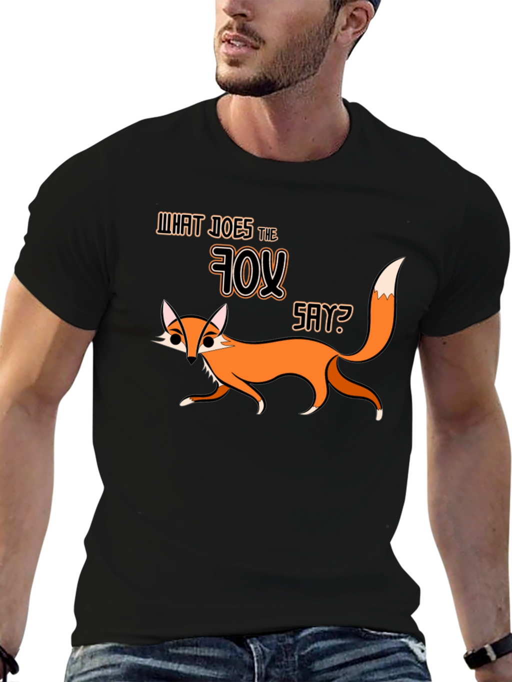 What Does The Fox Say Black Graphic T-Shirt