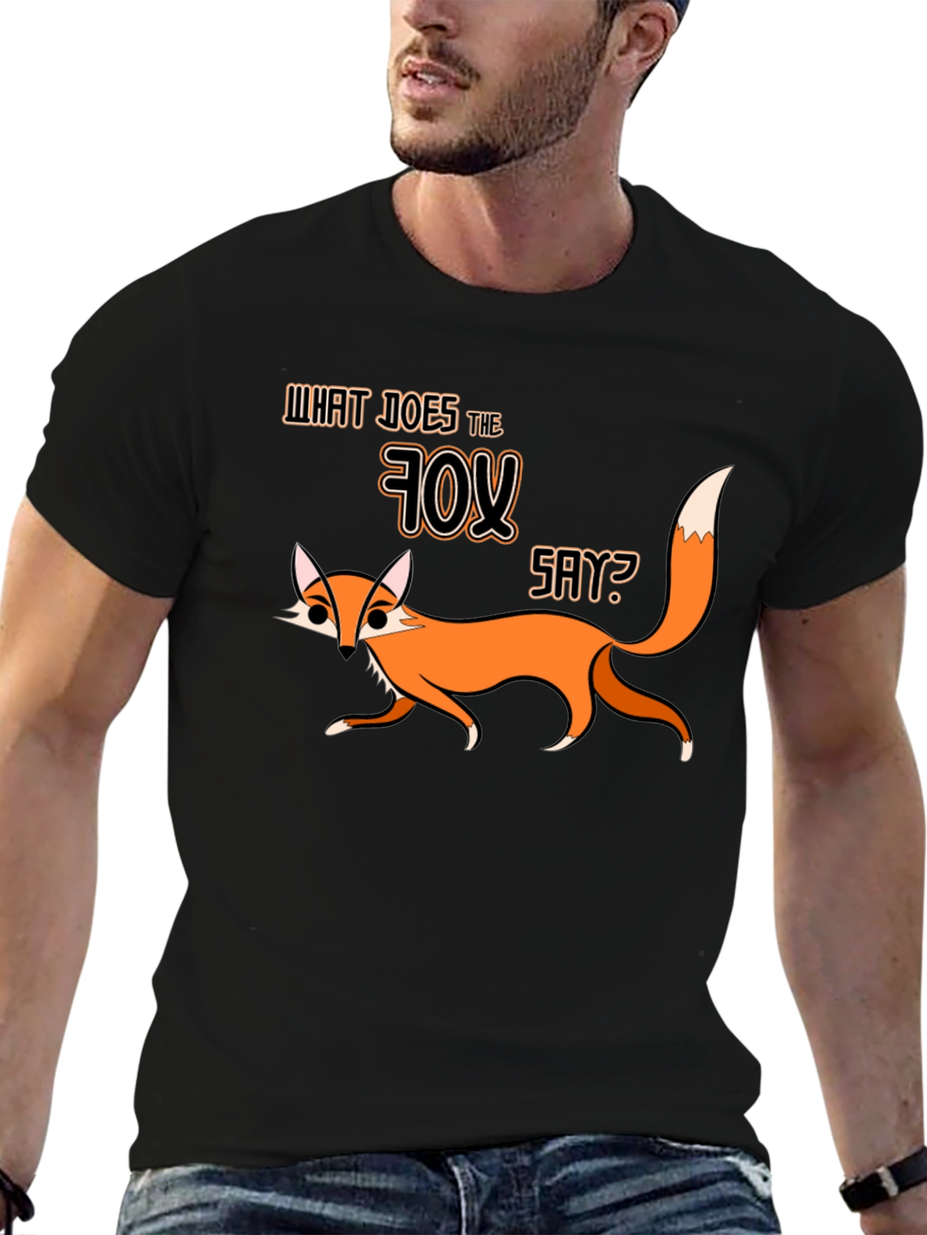 What Does The Fox Say Black Graphic T-Shirt