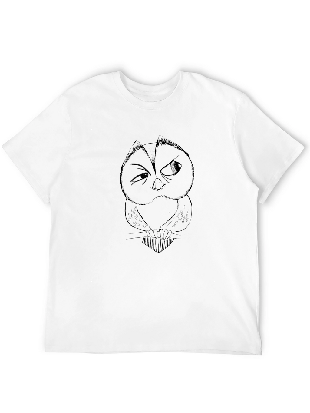 Mens Black Graphic Tee - Owl Design