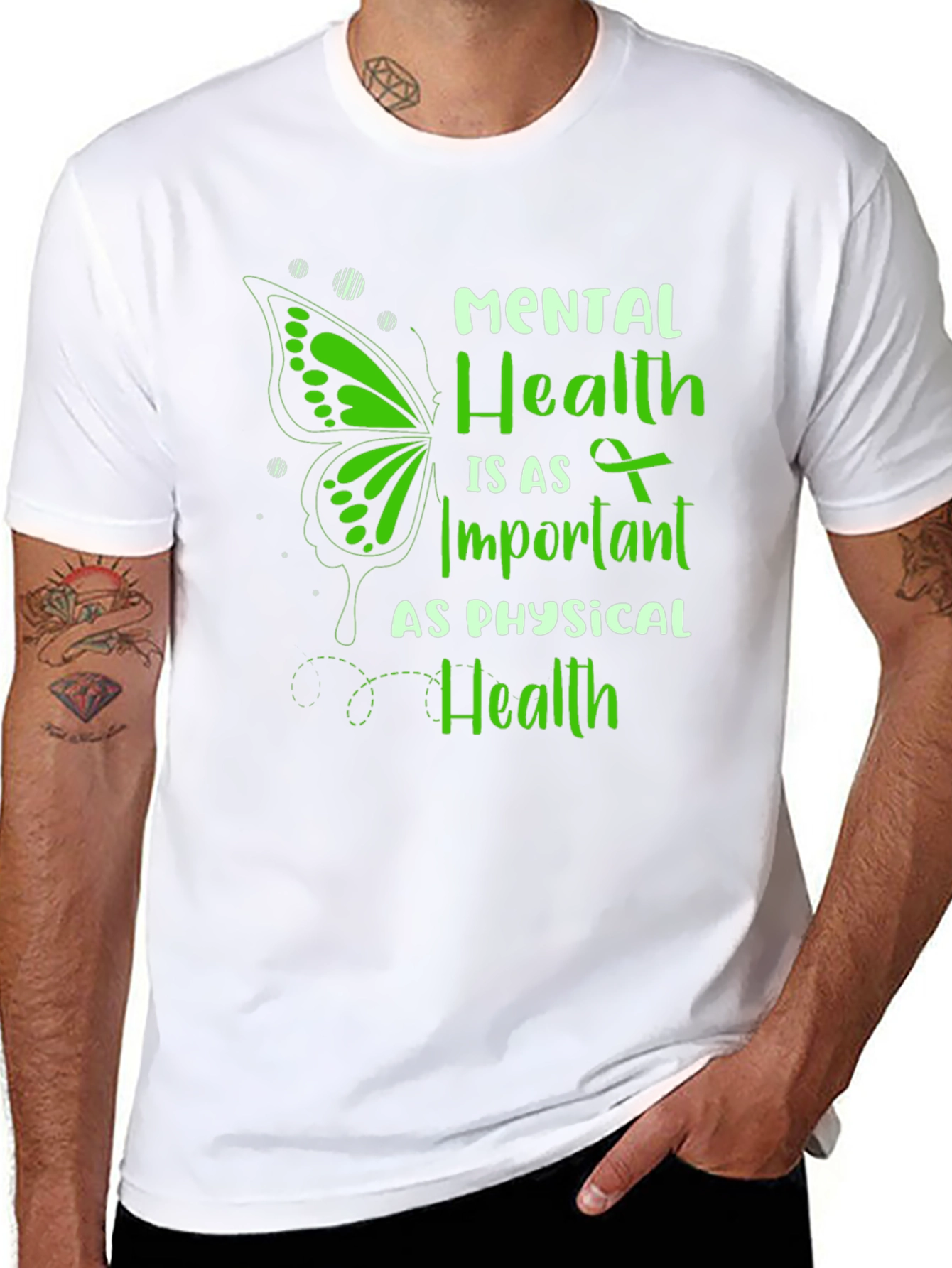 Mental Health Awareness T-Shirt: Butterfly & Ribbon Design