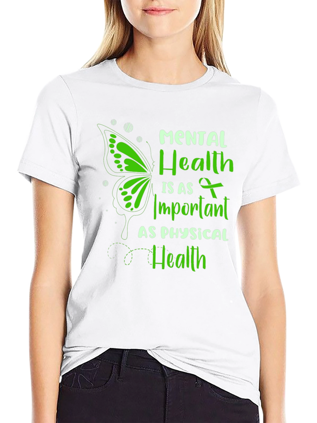 Mental Health Awareness T-Shirt: Butterfly & Ribbon Design
