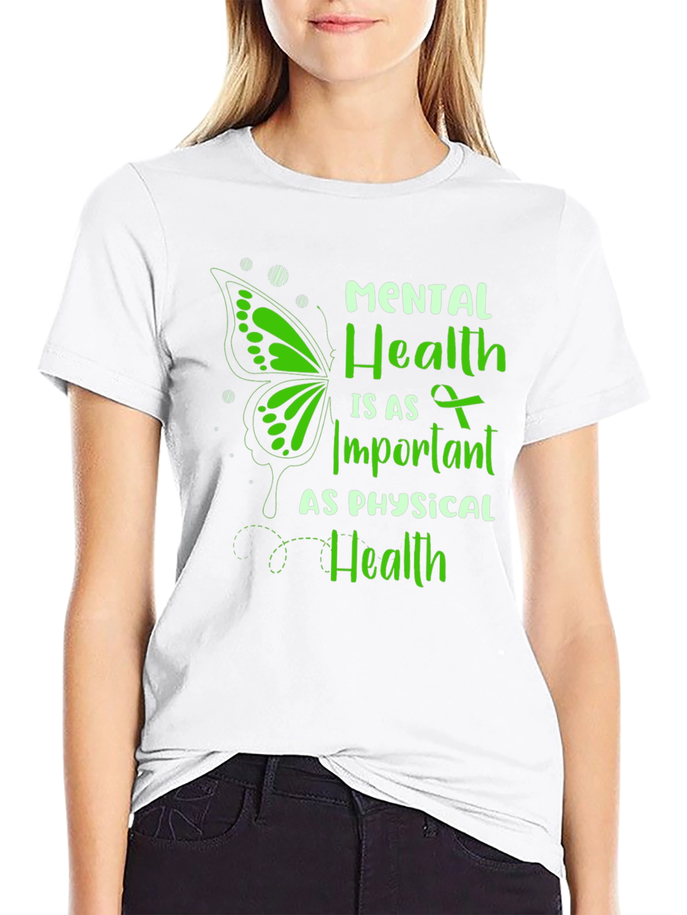 Mental Health Awareness T-Shirt: Butterfly & Ribbon Design