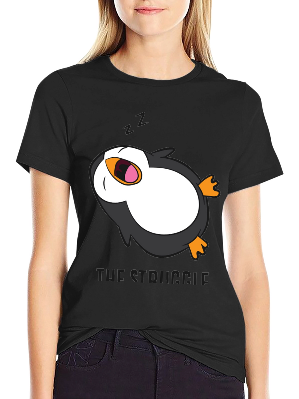 Lazy Penguin Graphic Tee - Mens Black T-Shirt