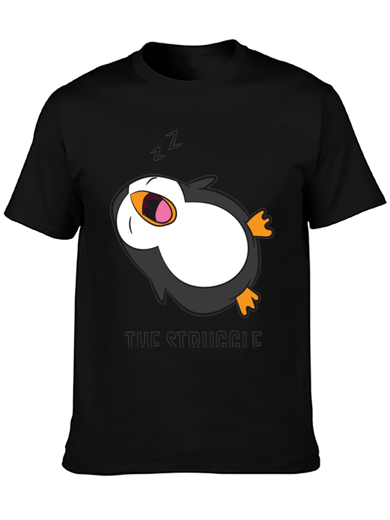Lazy Penguin Graphic Tee - Mens Black T-Shirt