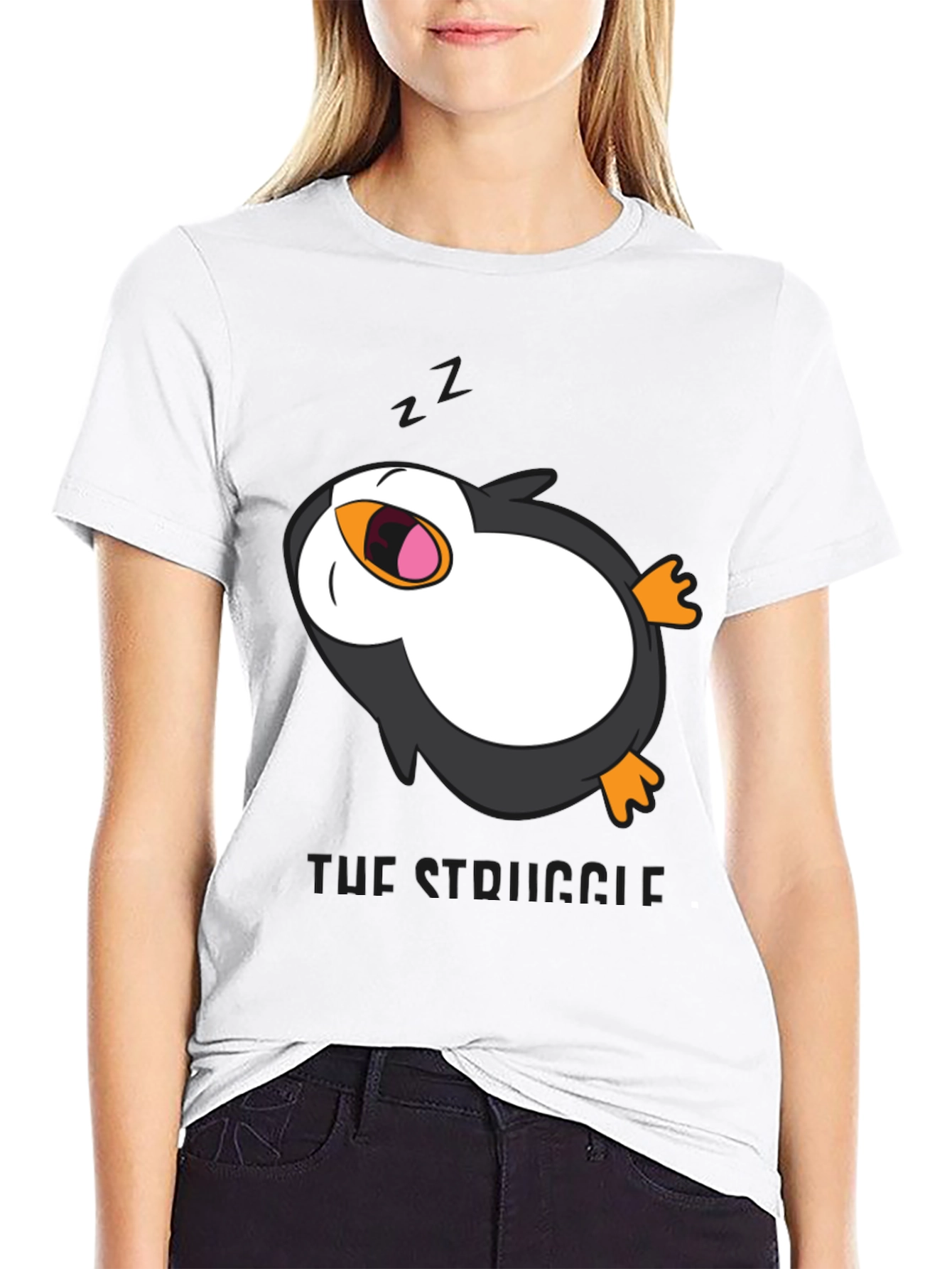 Lazy Penguin Graphic Tee - Mens Black T-Shirt