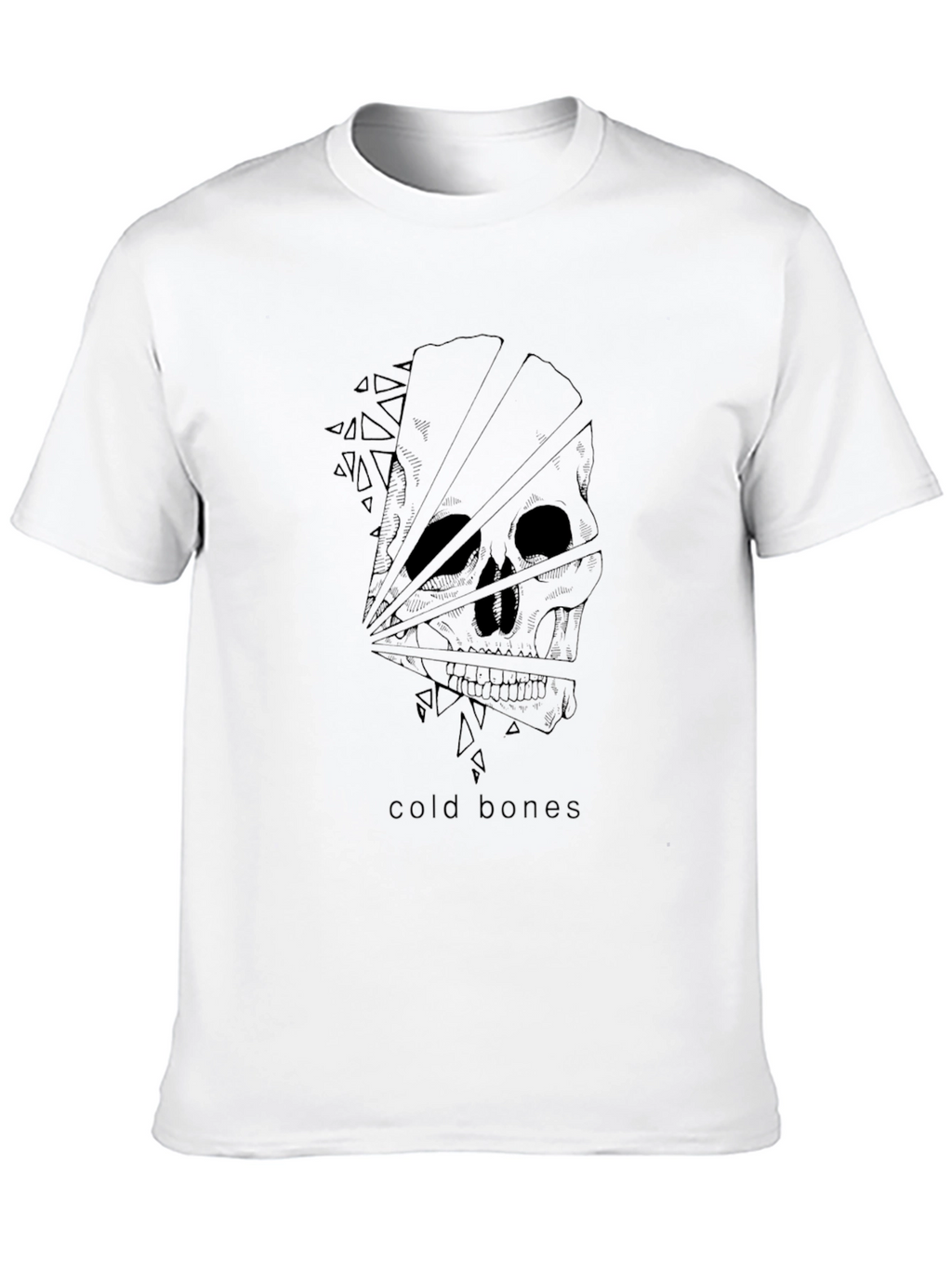 Cold Bones Graphic Tee - Black Cotton Skull Design