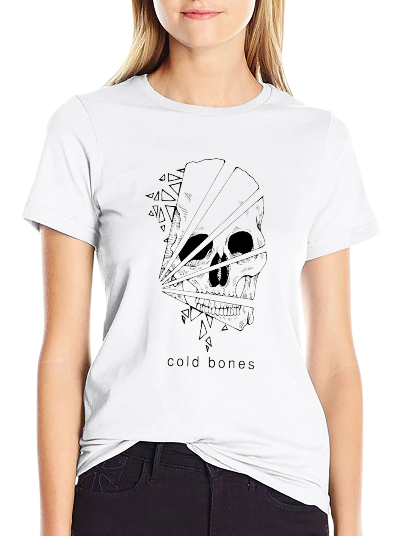 Cold Bones Graphic Tee - Black Cotton Skull Design