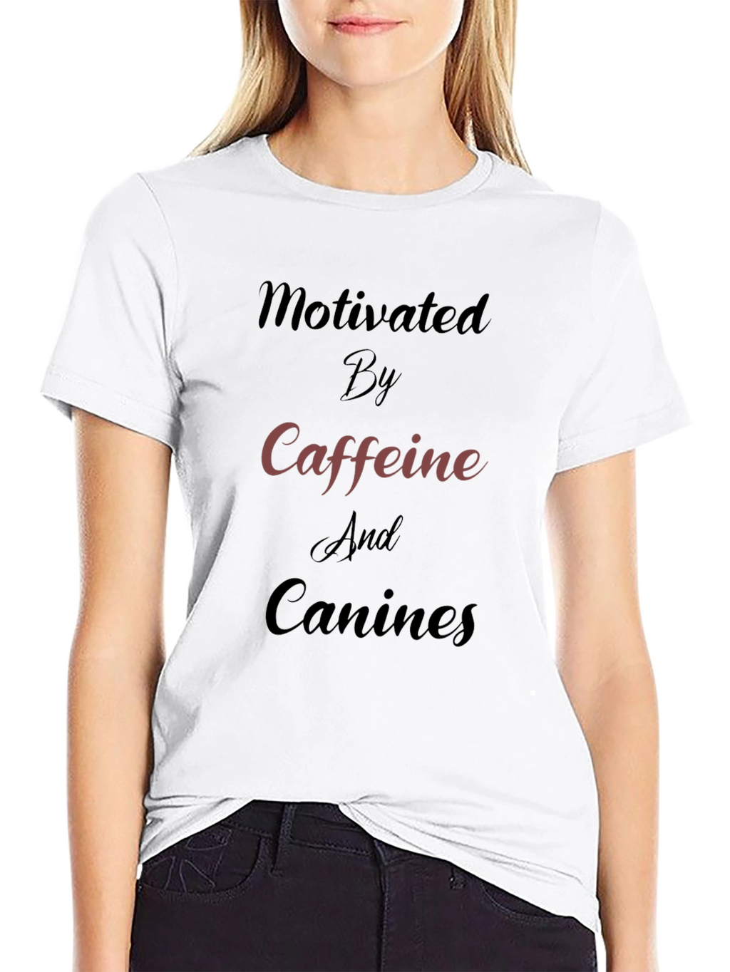 Motivated by Caffeine and Canines Black Tee