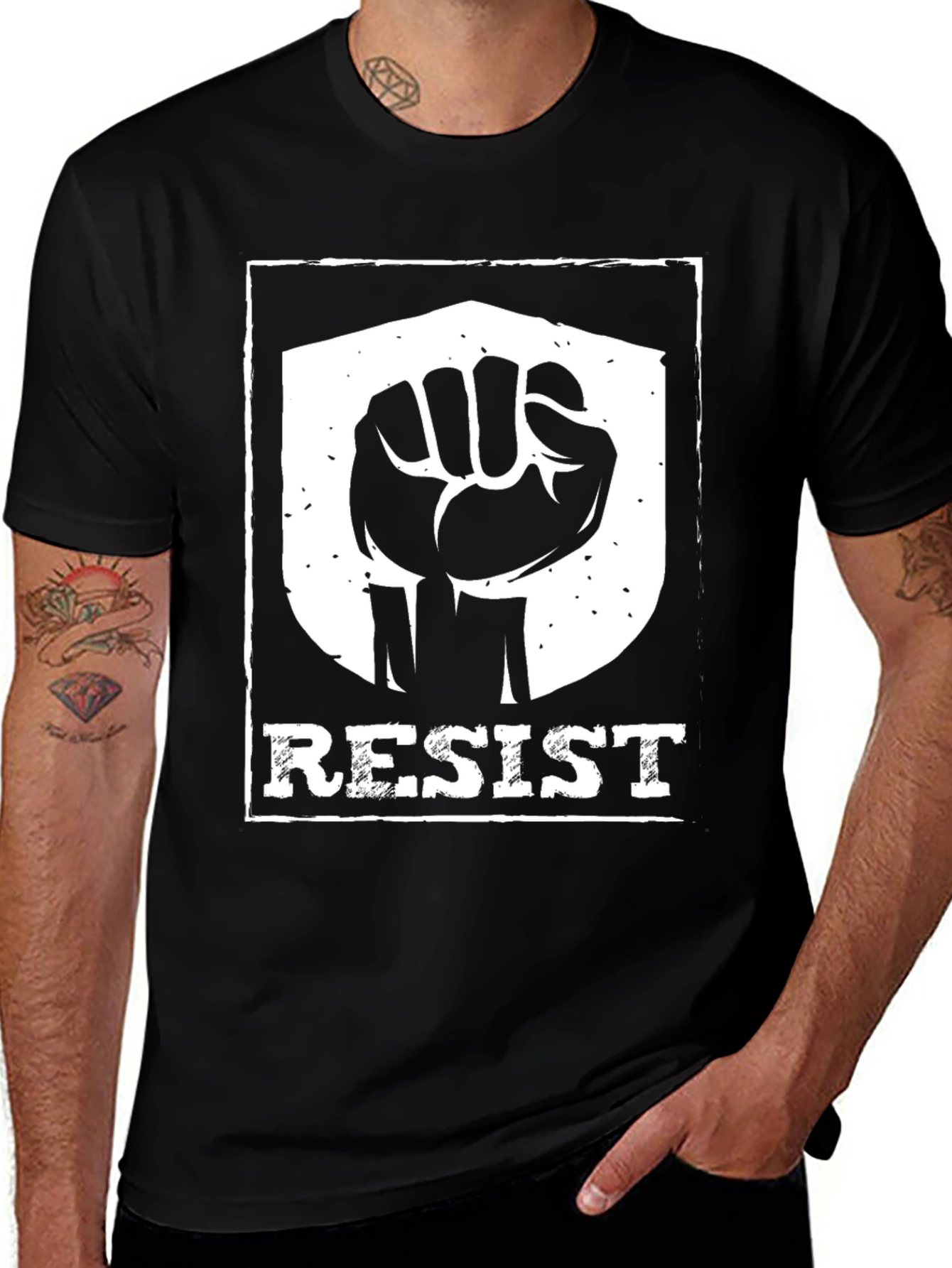 Resist Fist Graphic Tee - Black Cotton Blend Activist Shirt