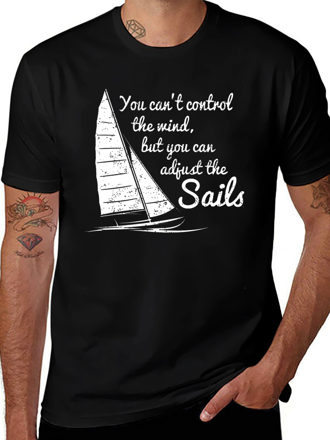 Sails Quote Graphic Tee - Motivational Sailing Shirt