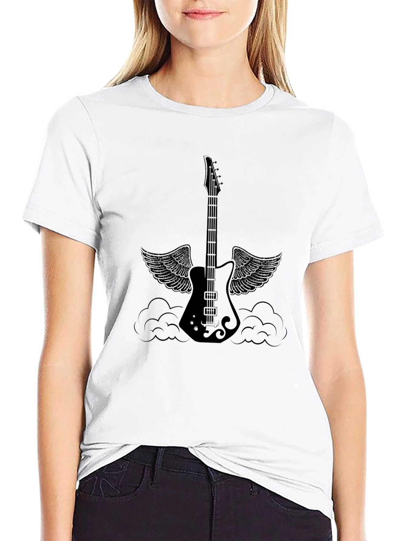 Winged Guitar Black Tee - Rocker Style