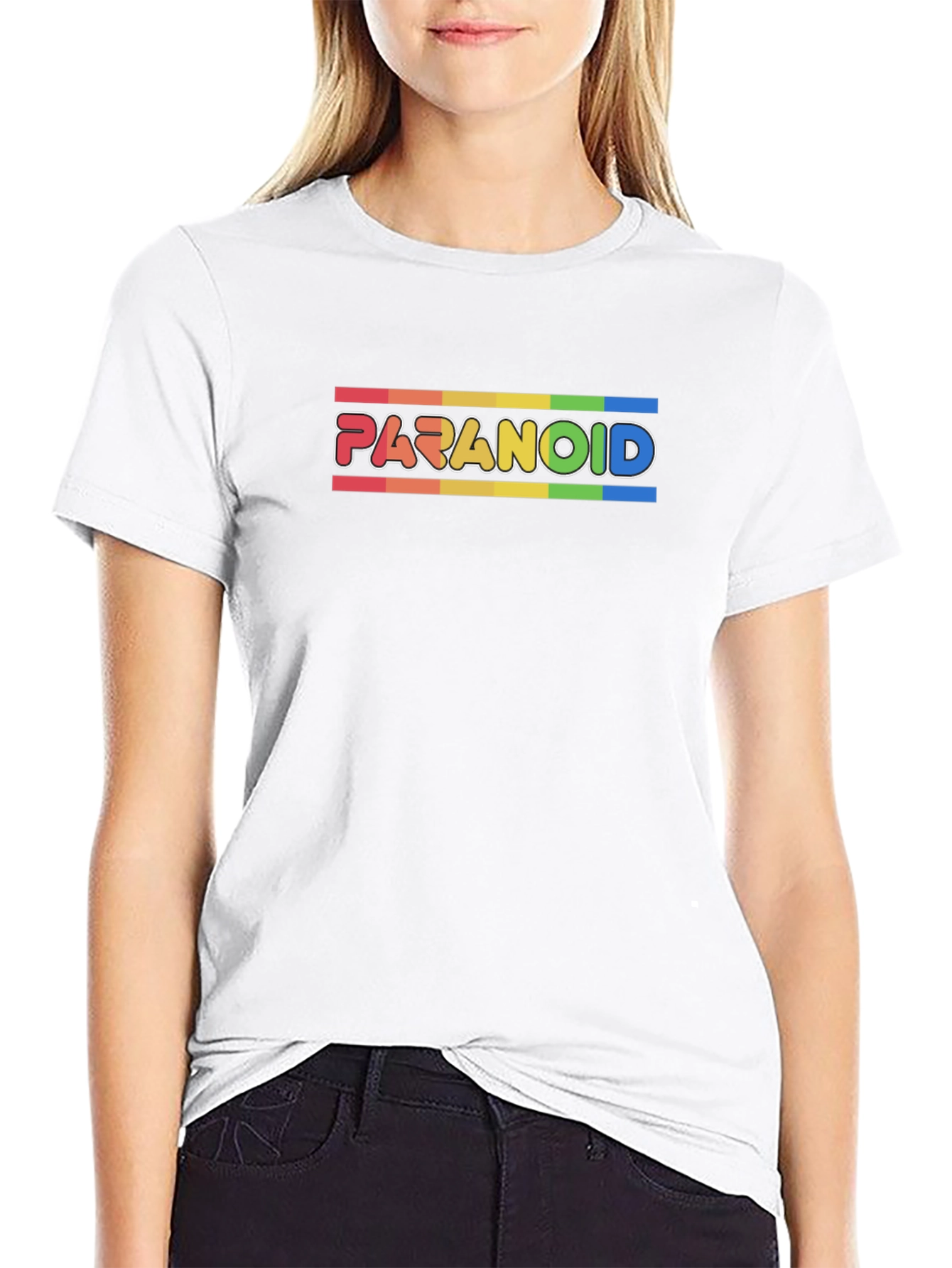 Paranoid Rainbow Stripe Graphic Tee - Black