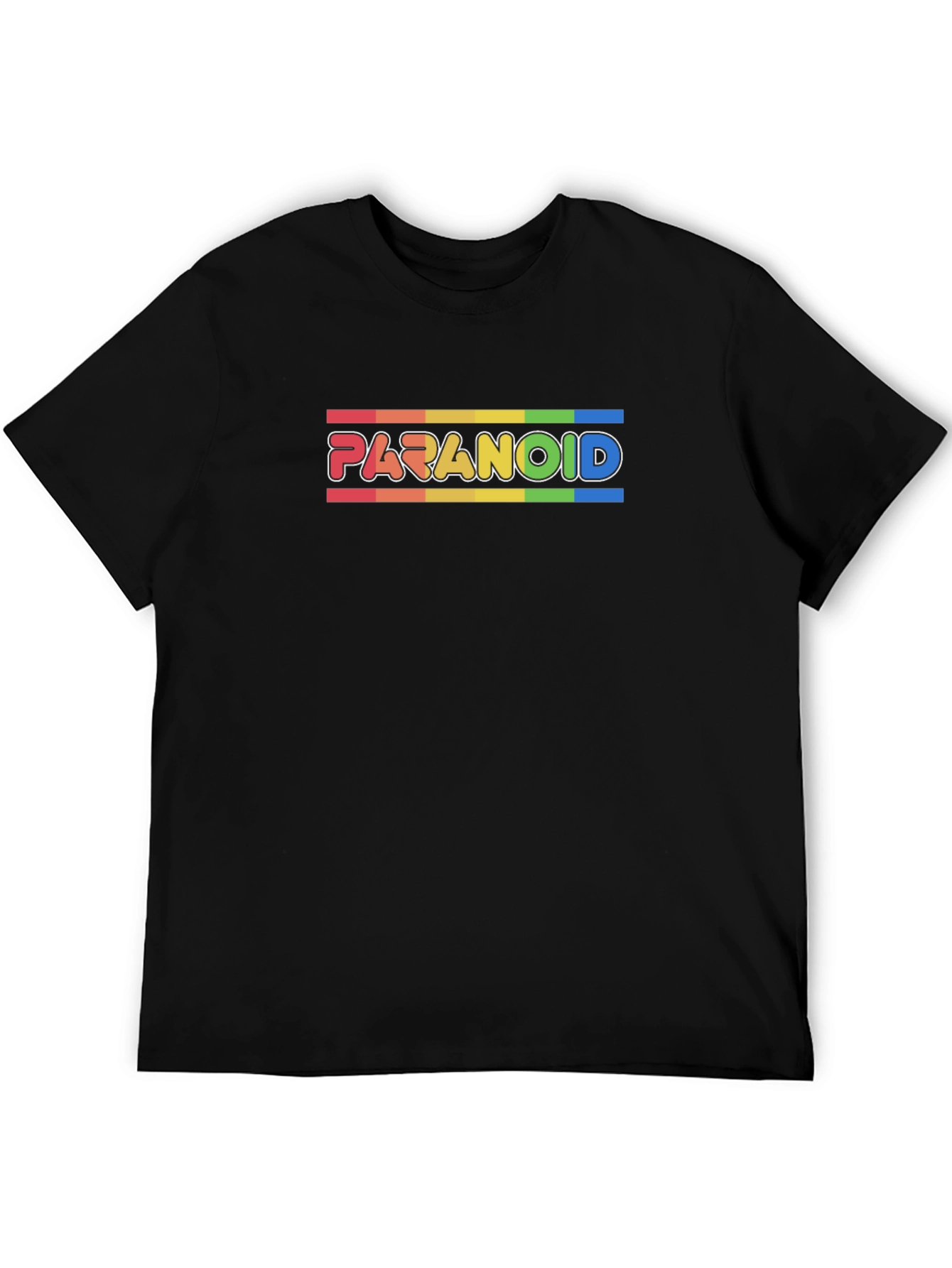 Paranoid Rainbow Stripe Graphic Tee - Black
