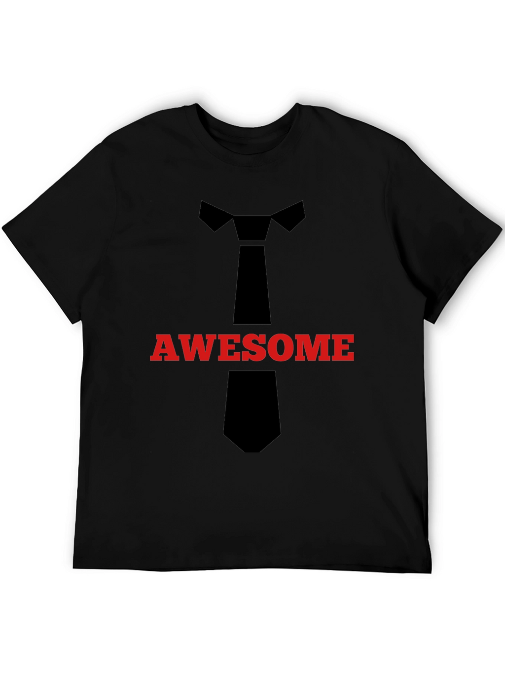Awesome Tie Graphic T-Shirt - Black Crew Neck Tee