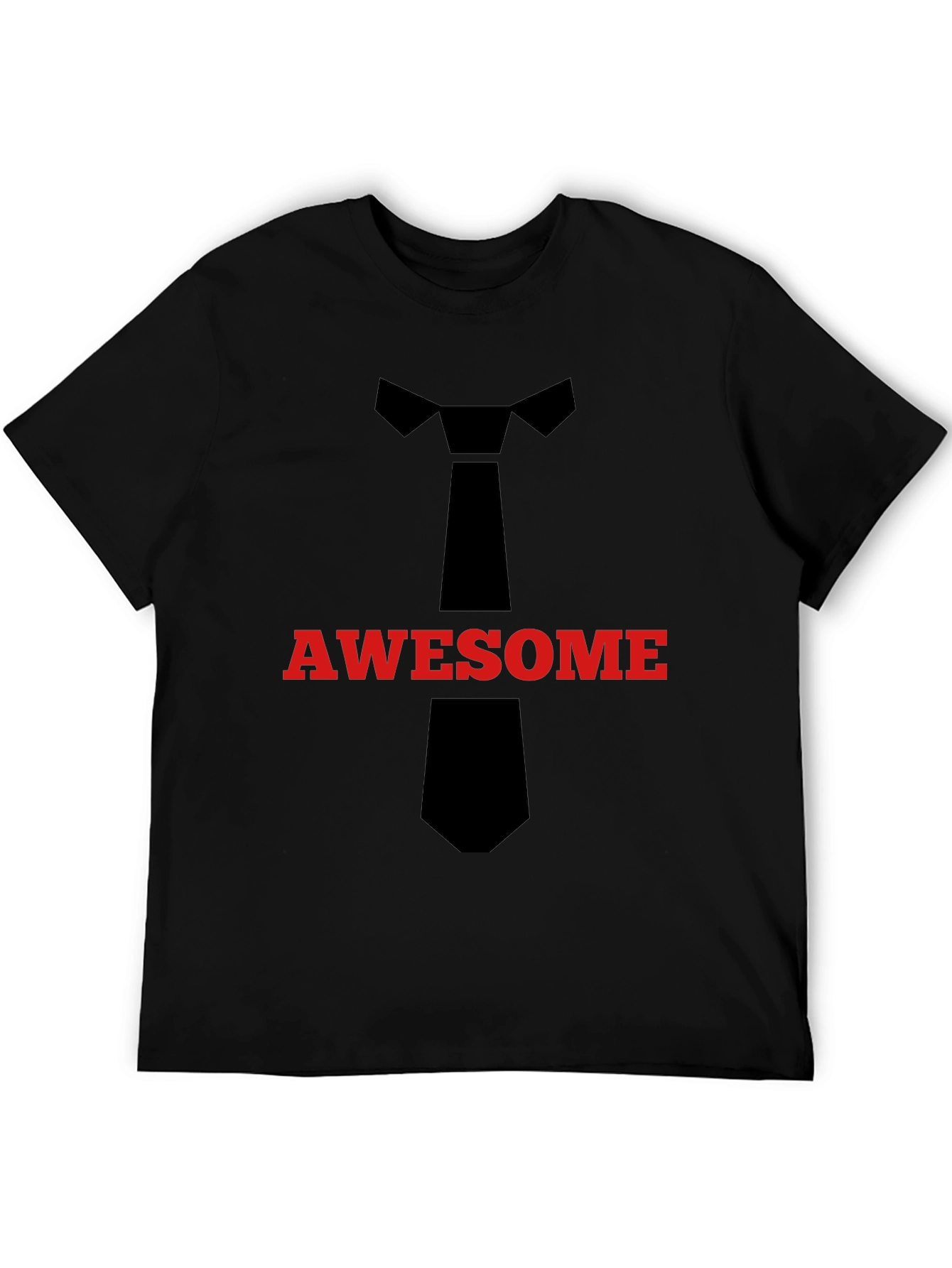 Awesome Tie Graphic T-Shirt - Black Crew Neck Tee