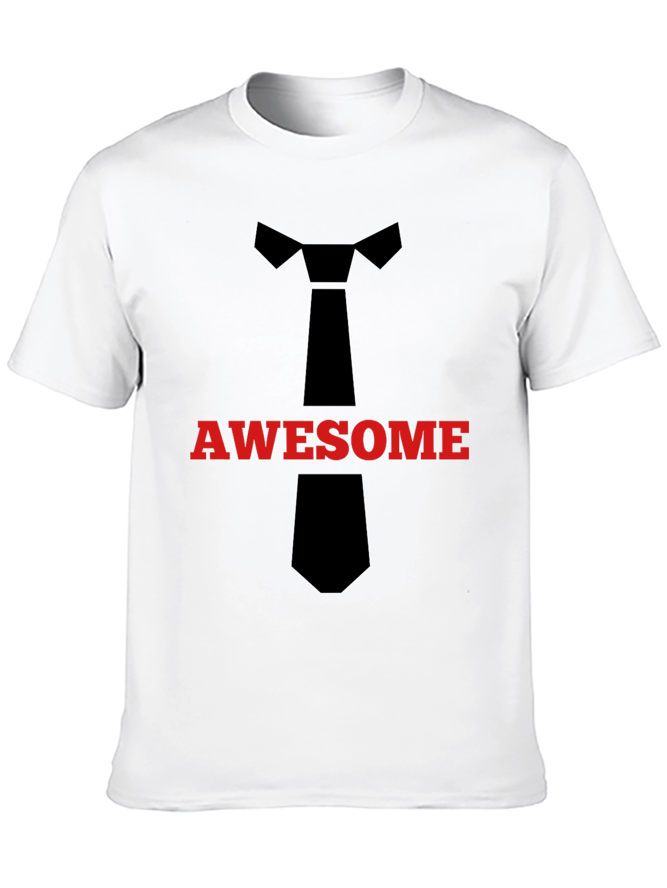 Awesome Tie Graphic T-Shirt - Black Crew Neck Tee