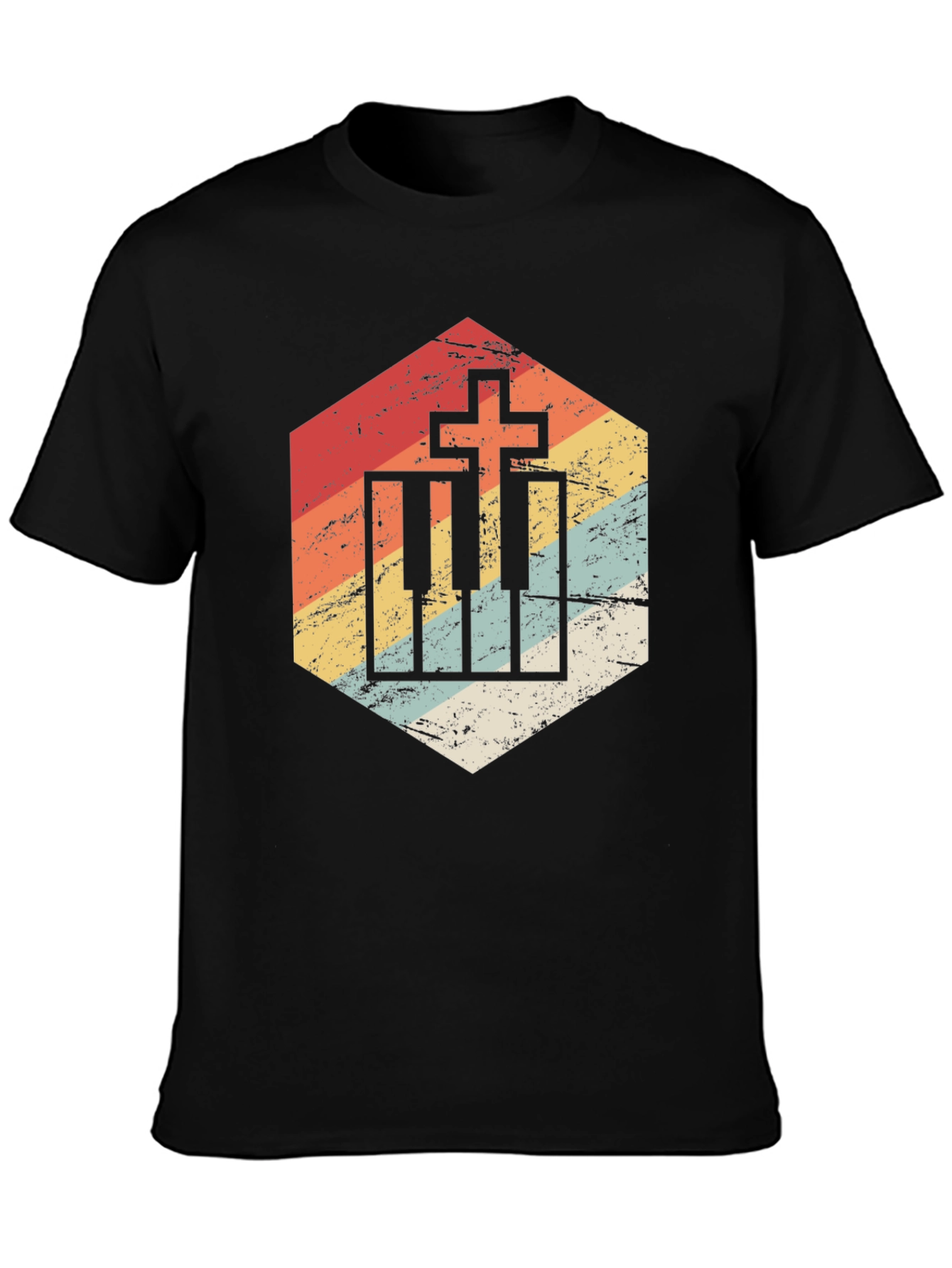 Vintage Christian Music T-Shirt - Piano Cross Design