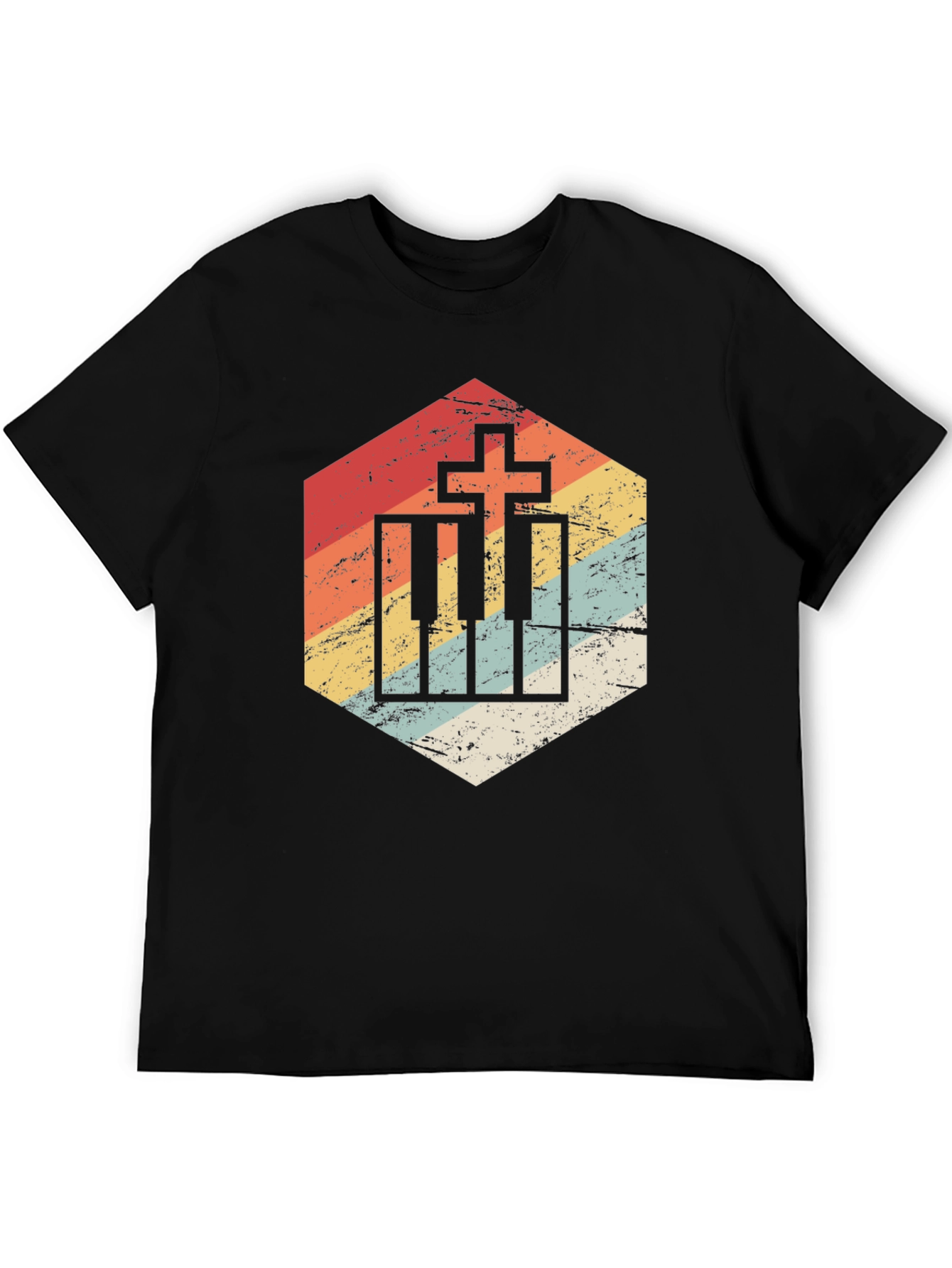 Vintage Christian Music T-Shirt - Piano Cross Design