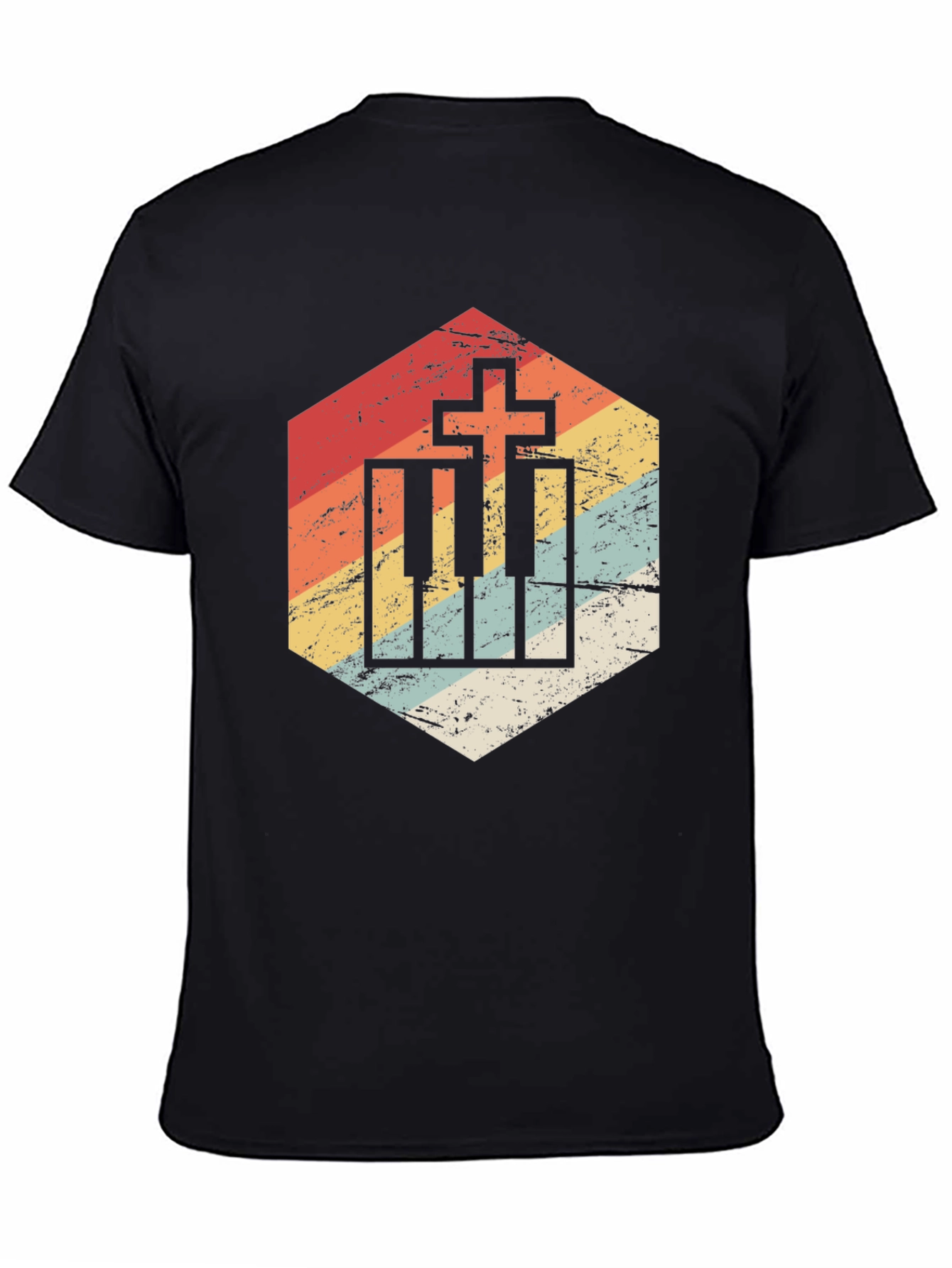 Vintage Christian Music T-Shirt - Piano Cross Design