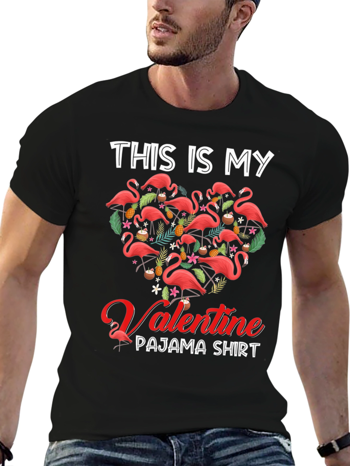 Valentine Flamingo Pajama T-Shirt