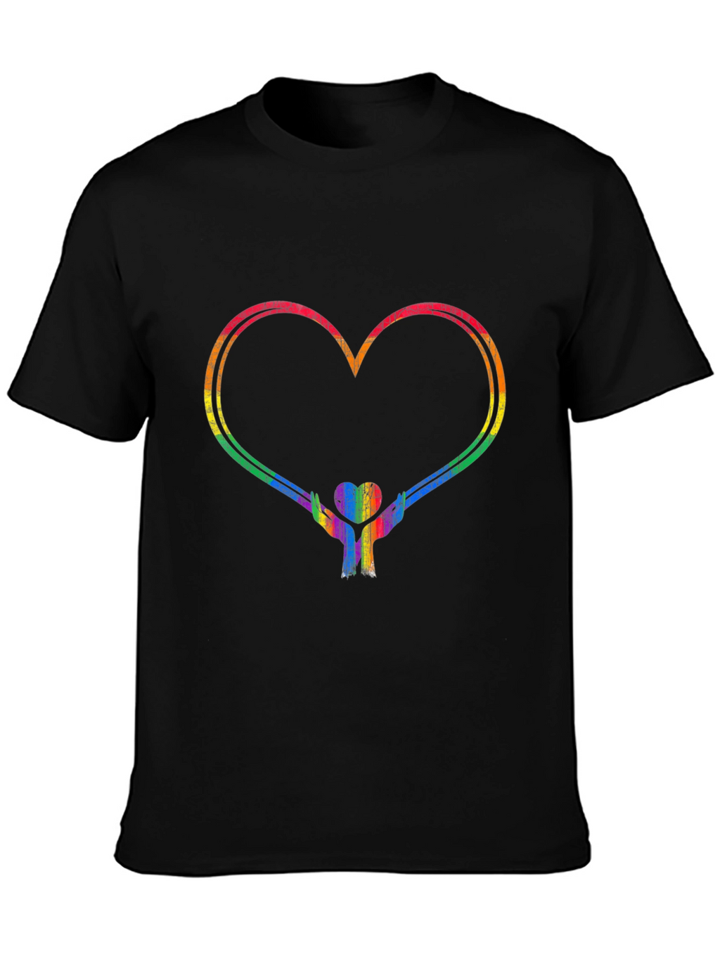 Rainbow Heart Hands Graphic Tee - Pride Support