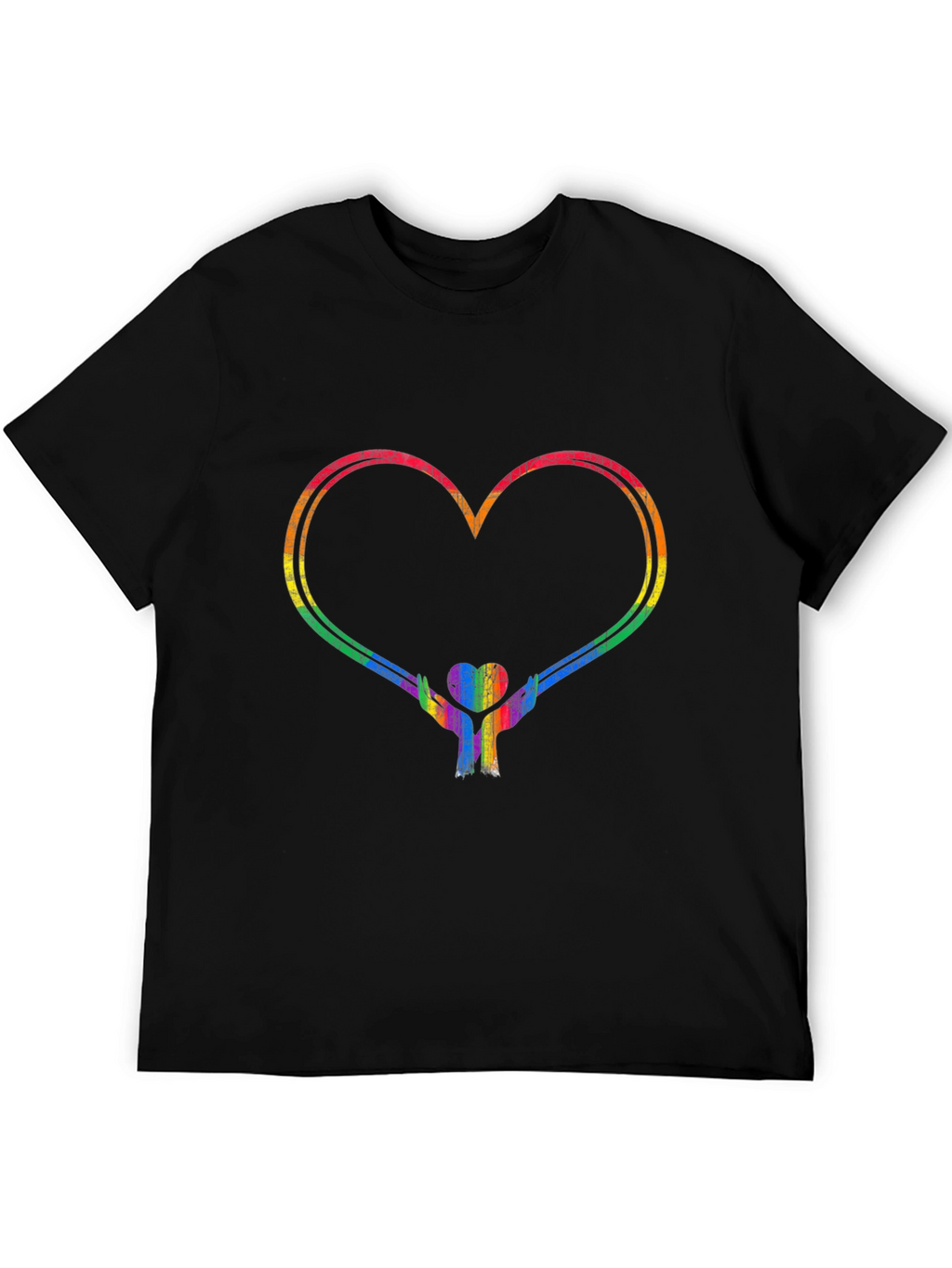 Rainbow Heart Hands Graphic Tee - Pride Support