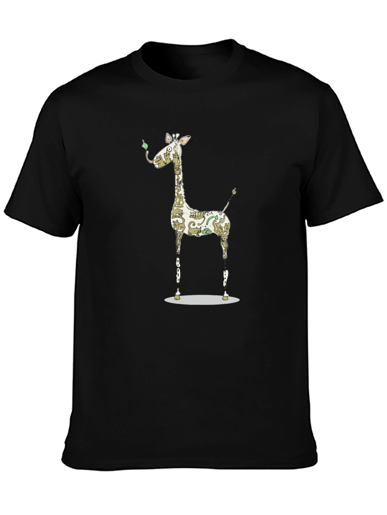 Giraffe Art Print Black T-Shirt