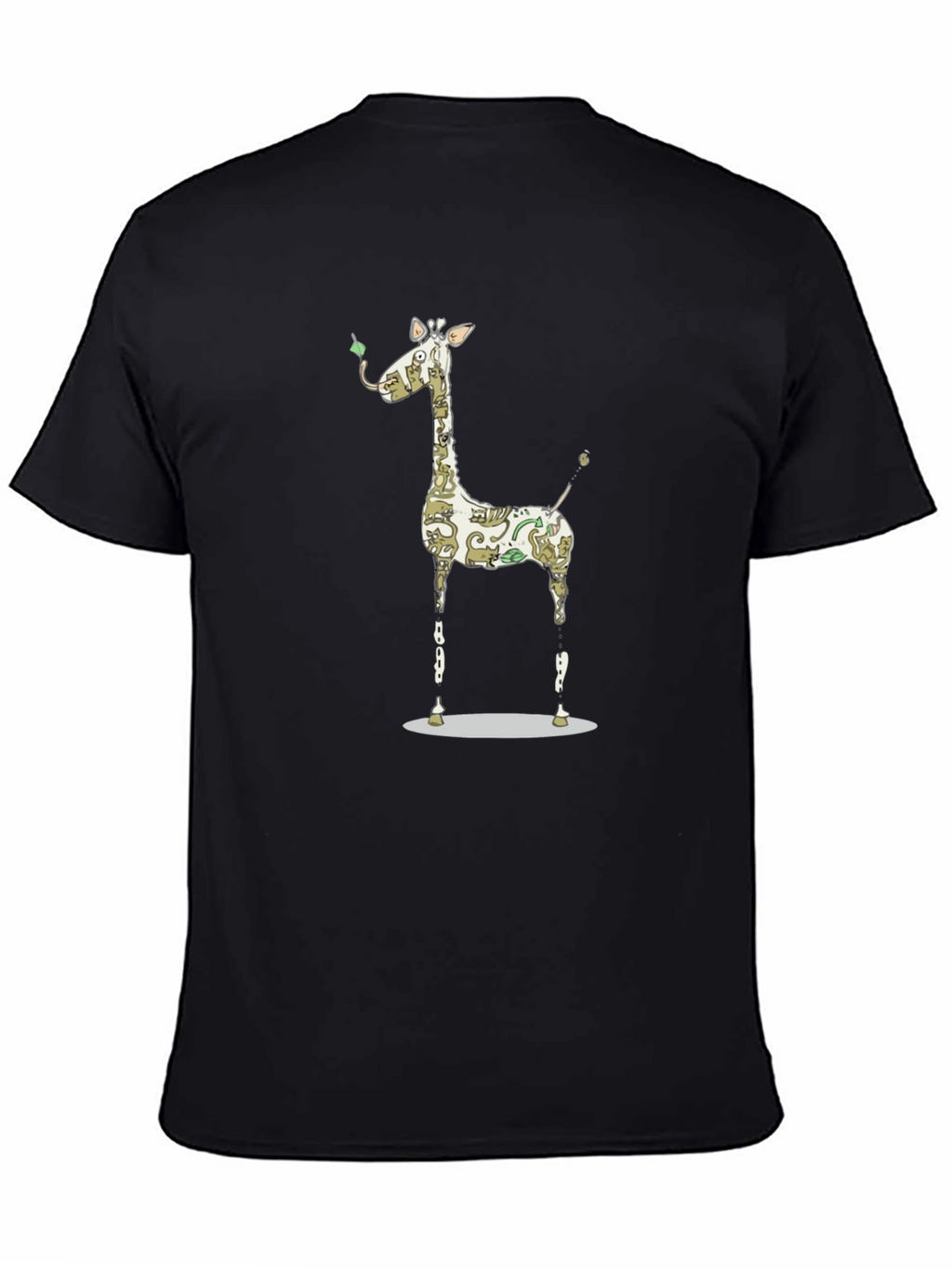 Giraffe Art Print Black T-Shirt