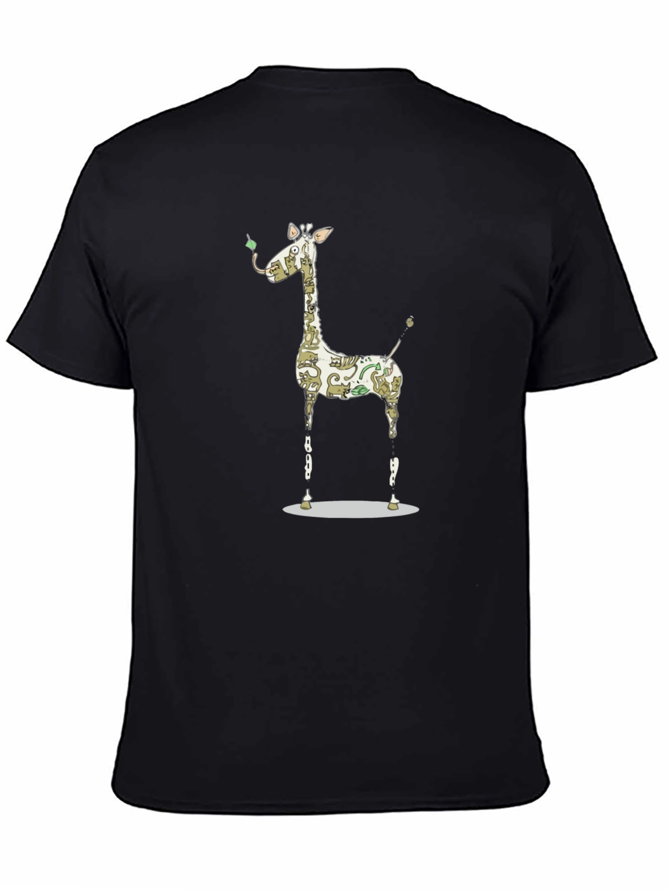 Giraffe Art Print Black T-Shirt