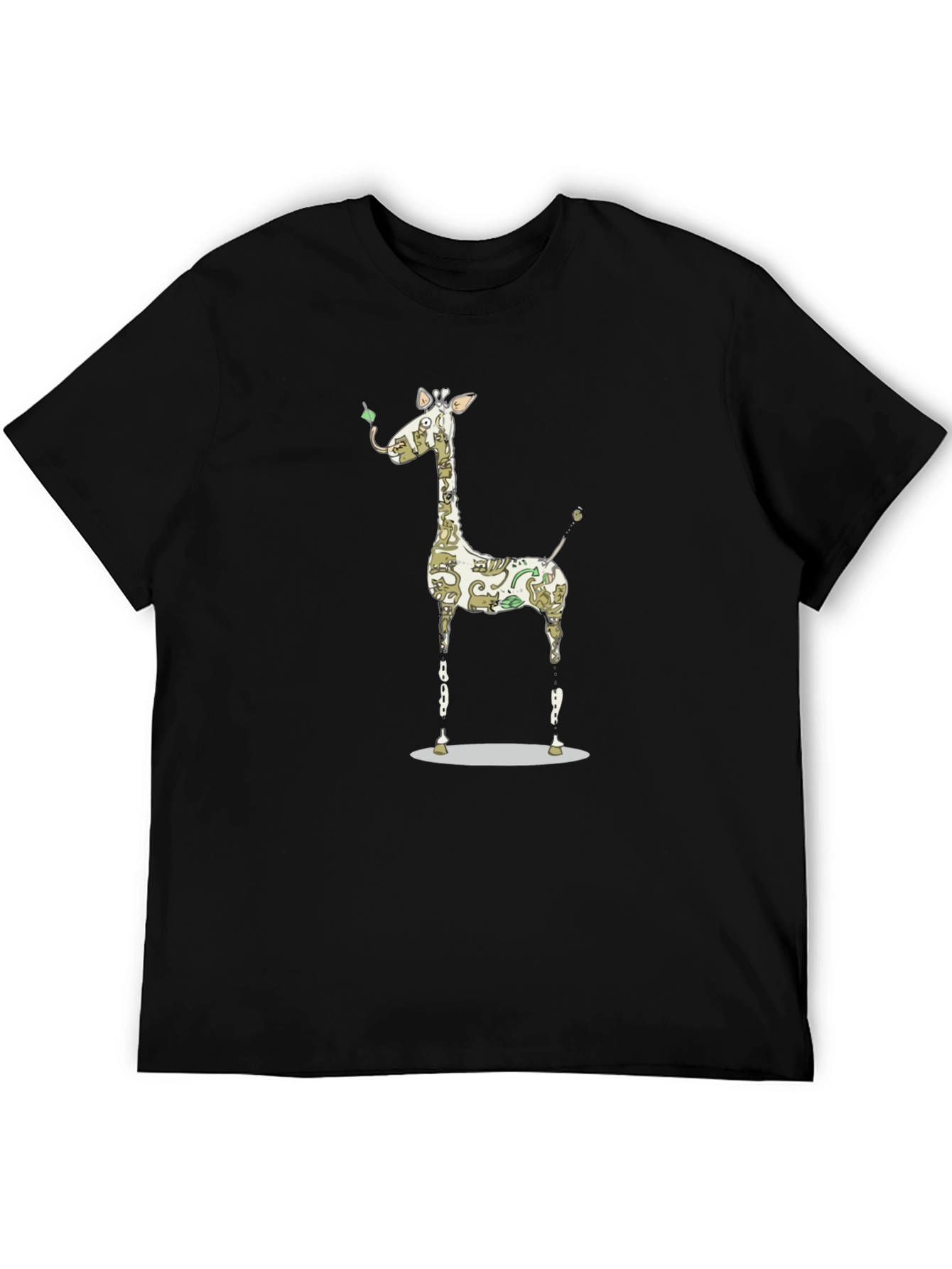 Giraffe Art Print Black T-Shirt
