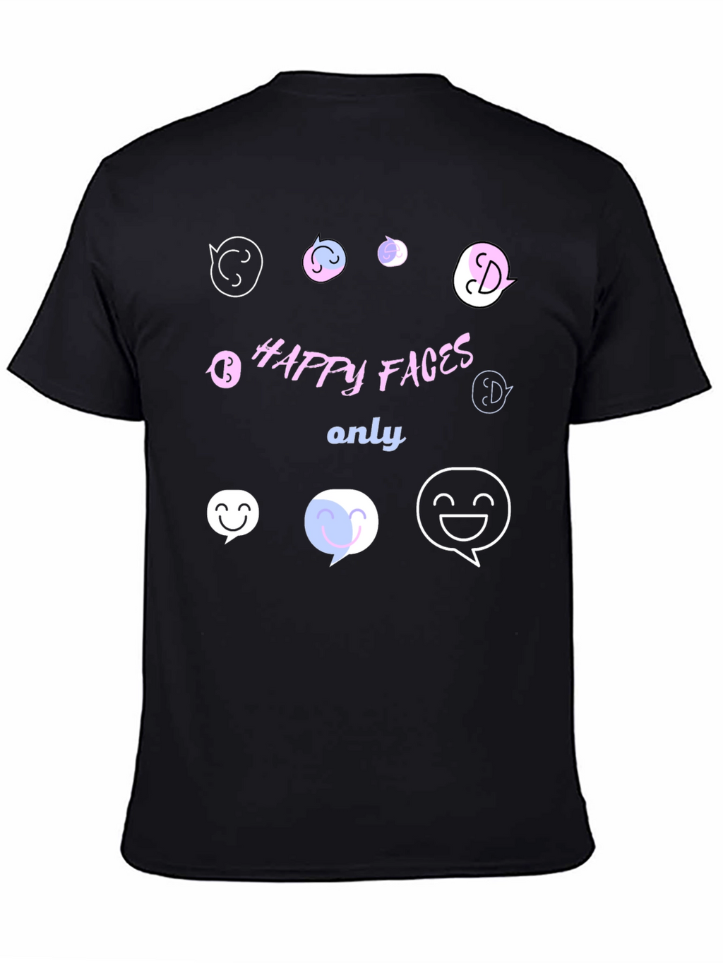 Happy Faces Only Graphic T-Shirt - Black